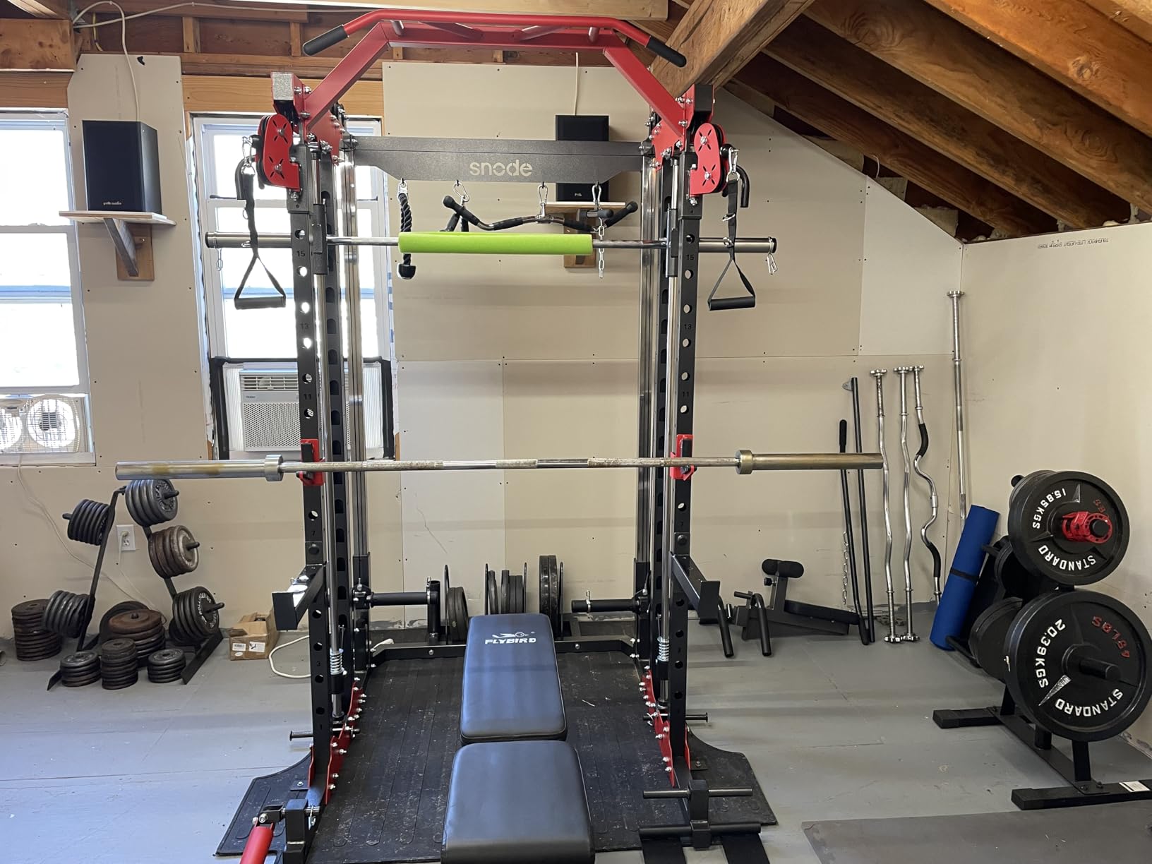 SNODE ALL10 All-in-One Smith Machine Home Gym, Multi-Functional Power Rack | 1:1 or 2:1 Pulley Ratio, Cable Crossover, Squat Rack with Leg Press, LAT Pull-Down Seat, 2000LB Weight Capacity customer photo 1