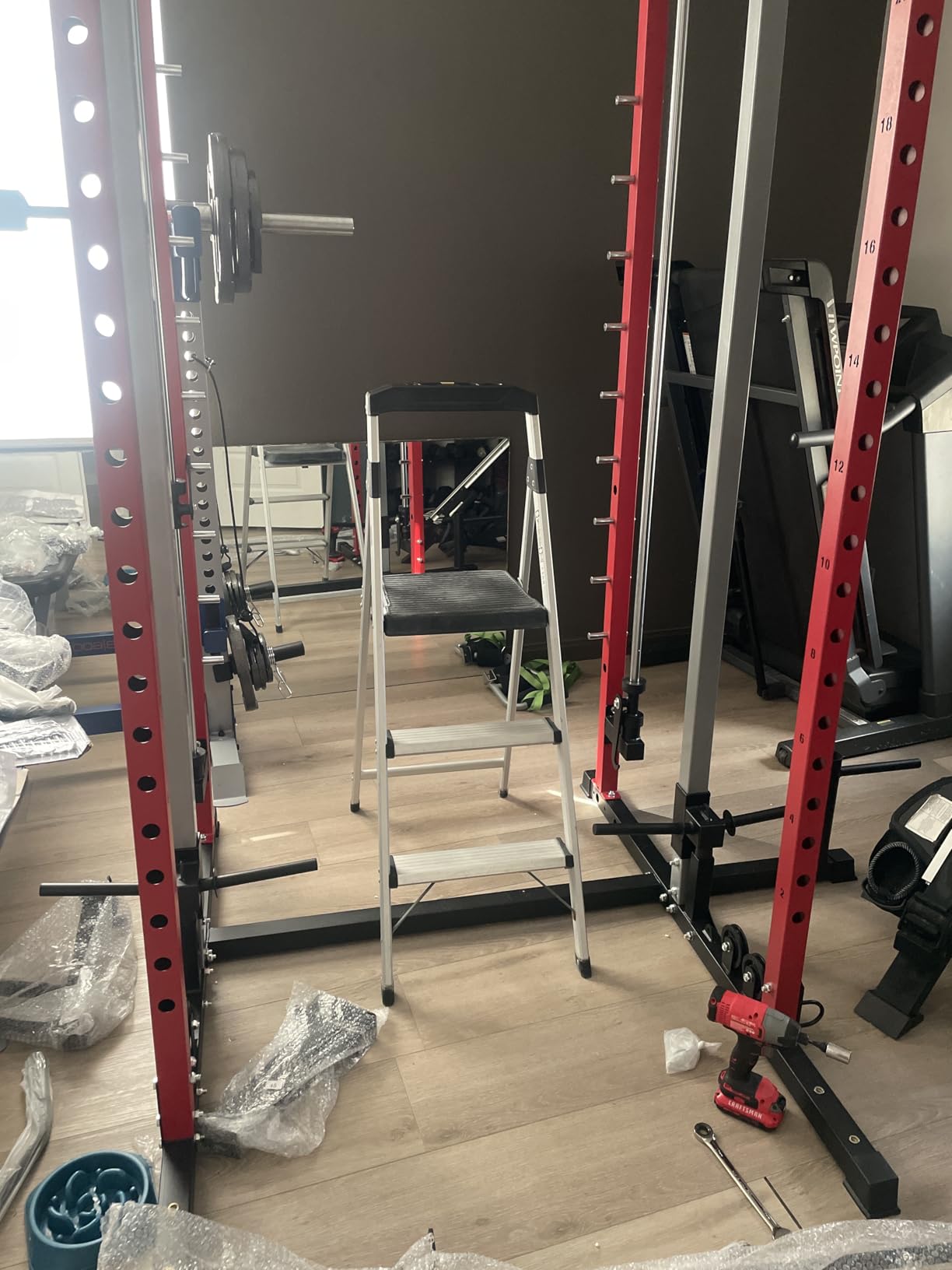 Smith Machine Home Gym, Multi-Function Power Cage with Dual Pulley Cable Crossover System, All-in-One Squat Rack with Smith Bar and Strength Training Attachments for Full-Body Workouts customer photo 1