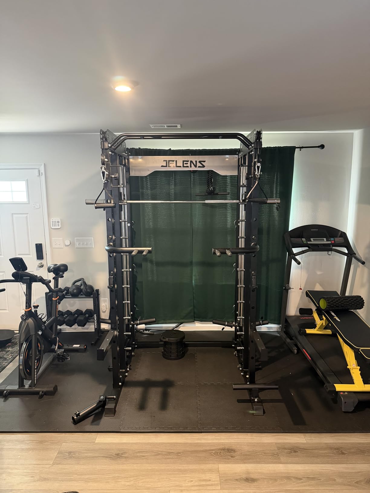 JELENS Smith Machine for Home Gym, Multi-Function M12 Power Cage with Cable Crossover System, Squat Rack with Smith Bar and More Attachment customer photo 1
