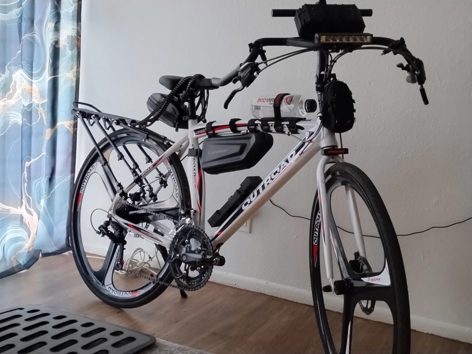 Outroad Road Bike 14 Speed 700C Wheel with Light Aluminum Alloy Frame Commuter Bicycle with Dual Disc/V Brakes for Men, Women and Adult Racing Bike, (Blue, Red, Black, White) customer photo 1