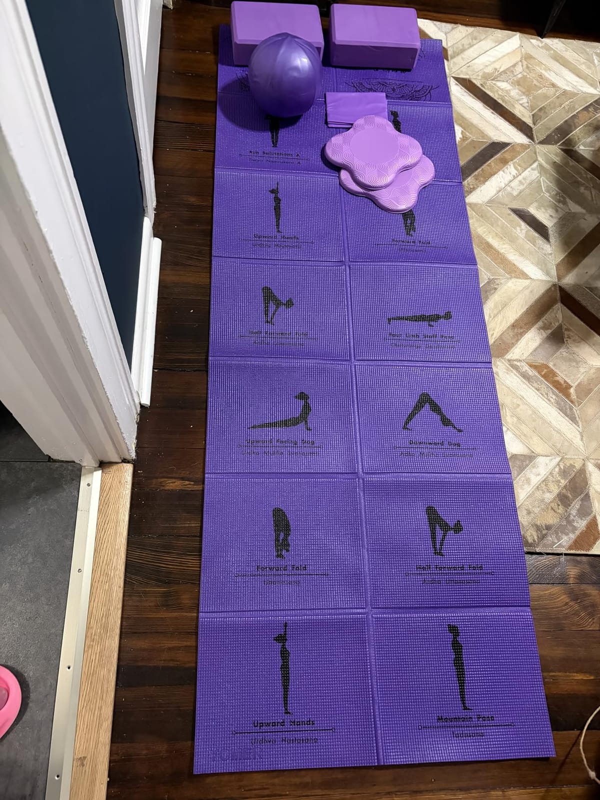 Foldable Non-Slip Yoga Mat and Blocks Set for Women, 9-Pcs Yoga Starter Kit | Yoga Blocks 2 Pack with Strap, Yoga Mat with Bag, Mini Ball and Accessories for Beginners, Pilates, Home Workouts and Travel customer photo 2