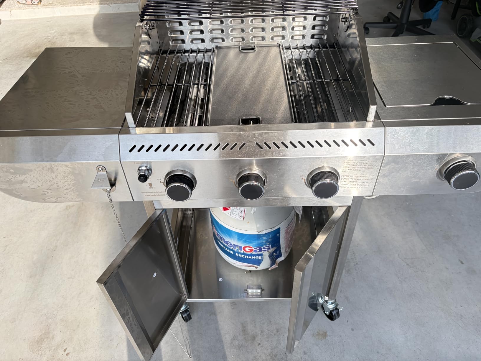 34,000 BTU 3-Burner Propane Gas Grill with Side Burner | All Stainless Steel BBQ Grill, Enameled Cast Iron Grates & Portable Cart with Wheels, Outdoor Barbecue for Backyard, Patio customer photo 2