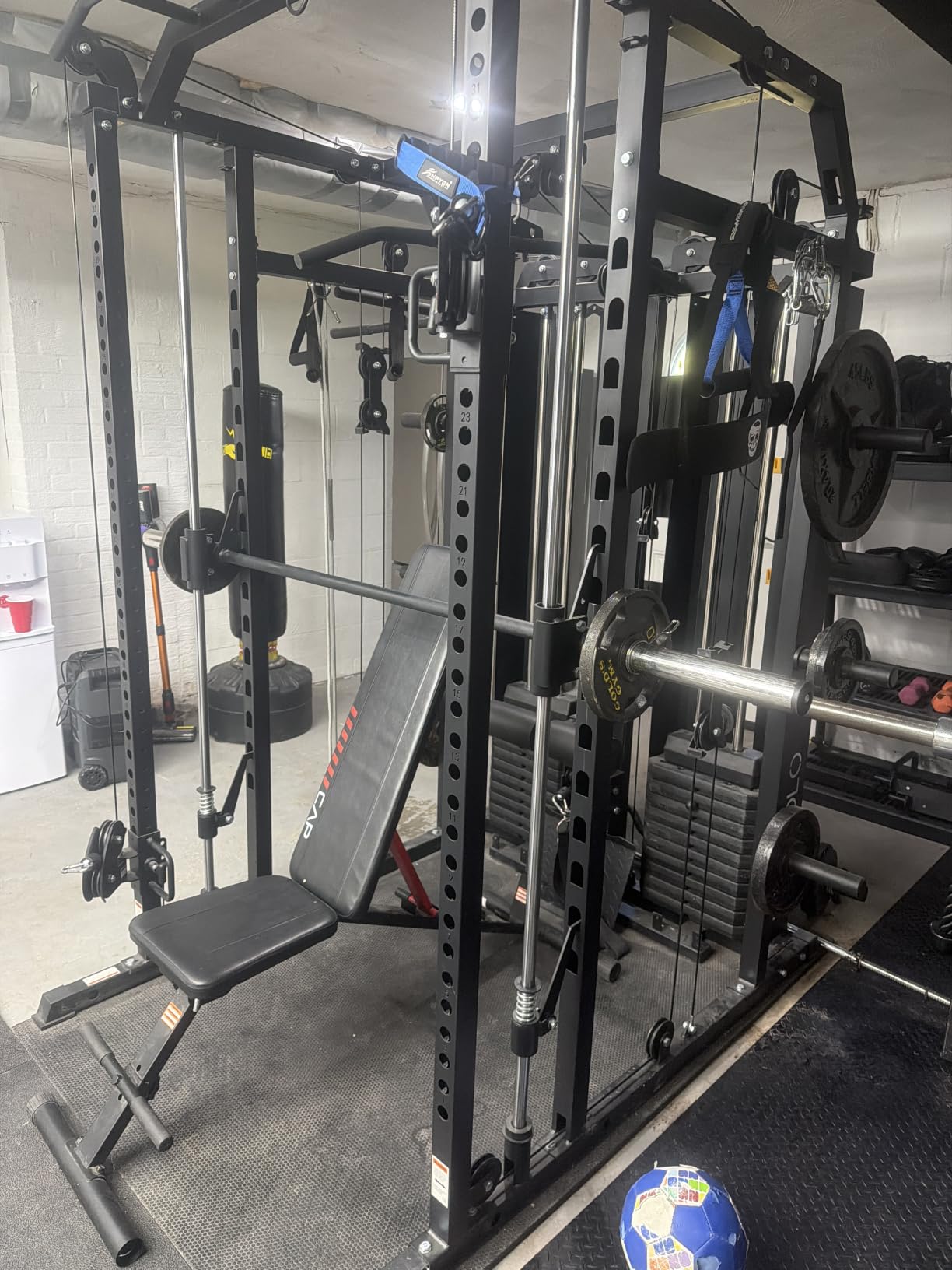 Mikolo Smith Machine with Weight Stack, Power Cage Home Gym System with LAT Pulldown & Cable Crossover, Multi-Functional Trainer with Dual Pulley System, Includes 10+ Free Attachments customer photo 1