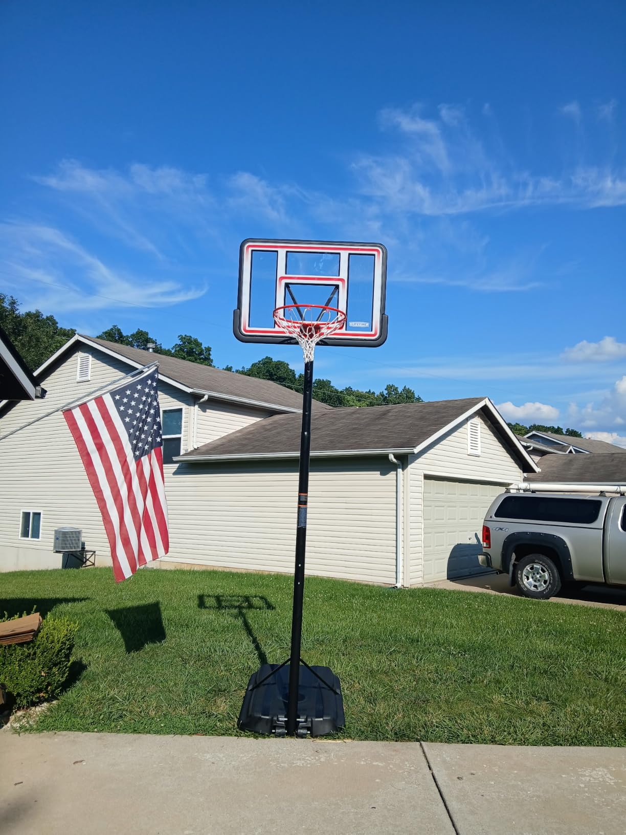 NBA League Edition Portable Basketball Hoop, Adjustable Height 7.5-10 Ft, 44 Inch Shatterproof Polycarbonate Backboard, Steel Frame, Black/Clear customer photo 1