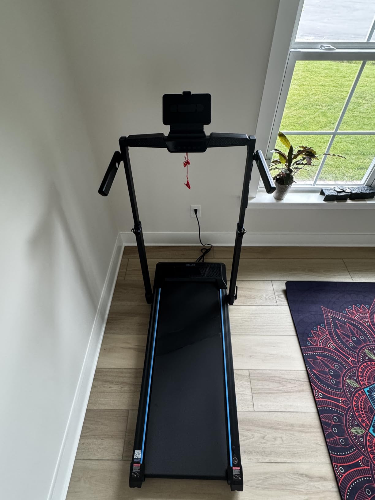WELLFIT Foldable Treadmill with Auto Incline, 400+ LBS, Adjustable Height | 3.5HP Quiet Walking Pad with Handle Bar, 44