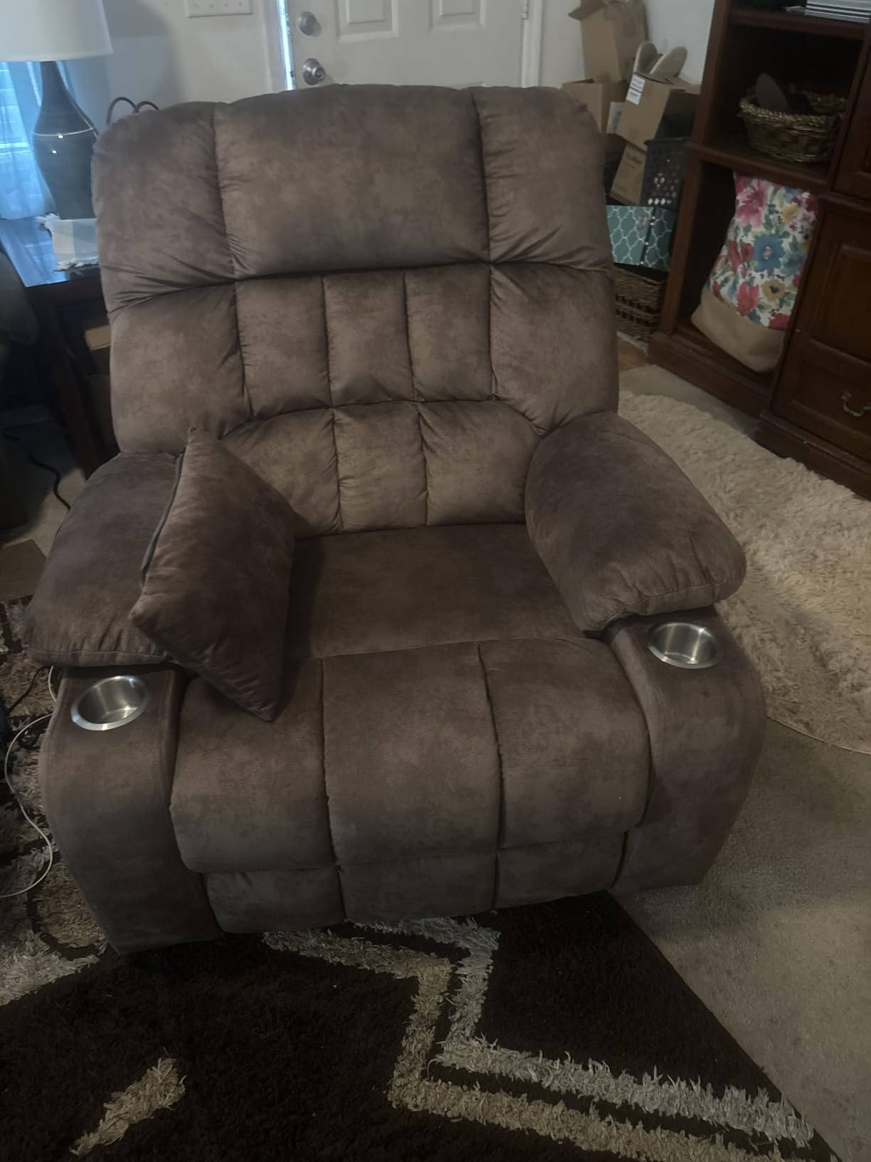 Oversized Power Lift Recliner for Elderly, Dual Motor, Massage Heat | Electric Lift Chair with Lumbar Pillow, Cup Holders, Lay Flat, Infinite Position, Big and Tall Recliner 400lbs, PU Leather customer photo 1