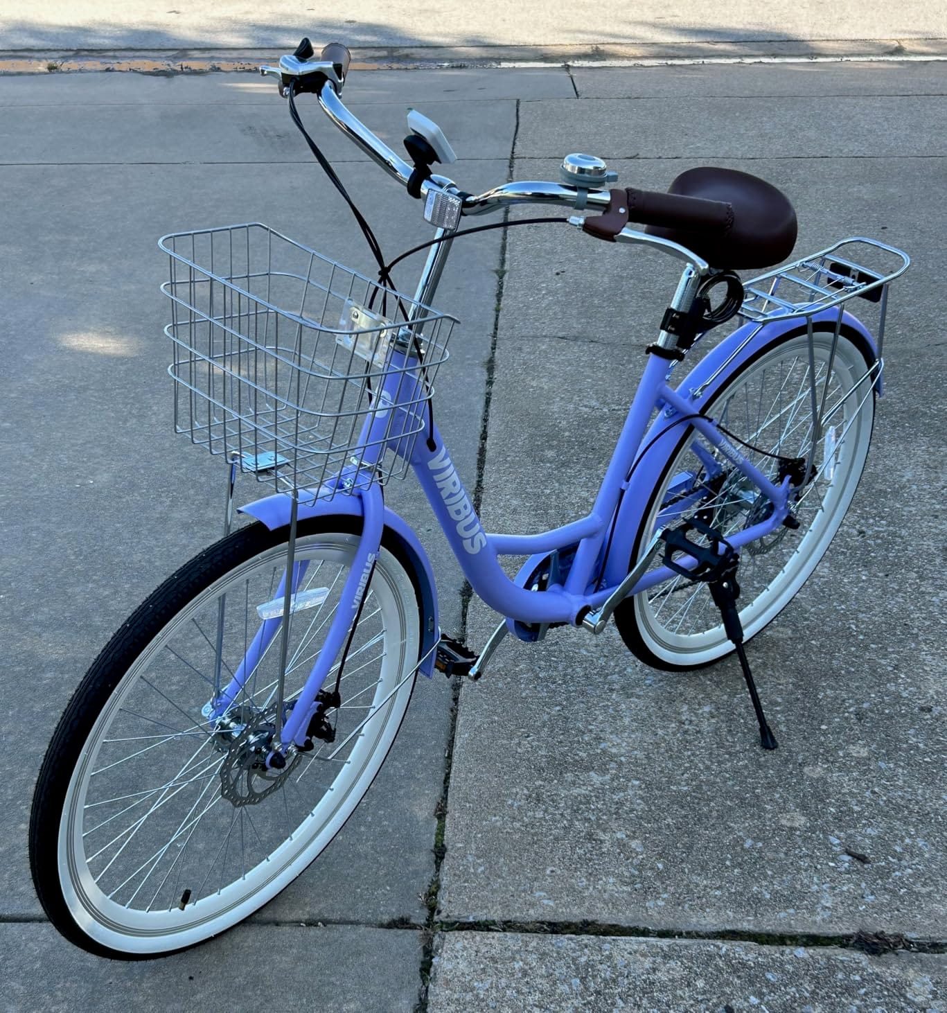 VIRIBUS Womens Bike, Lightweight Aluminum Beach Cruiser Bike for Women 7 Speed 24/26inch with Front Basket & Rack, Step-Through City Commuter Bicycle for Ladies Seniors customer photo 2