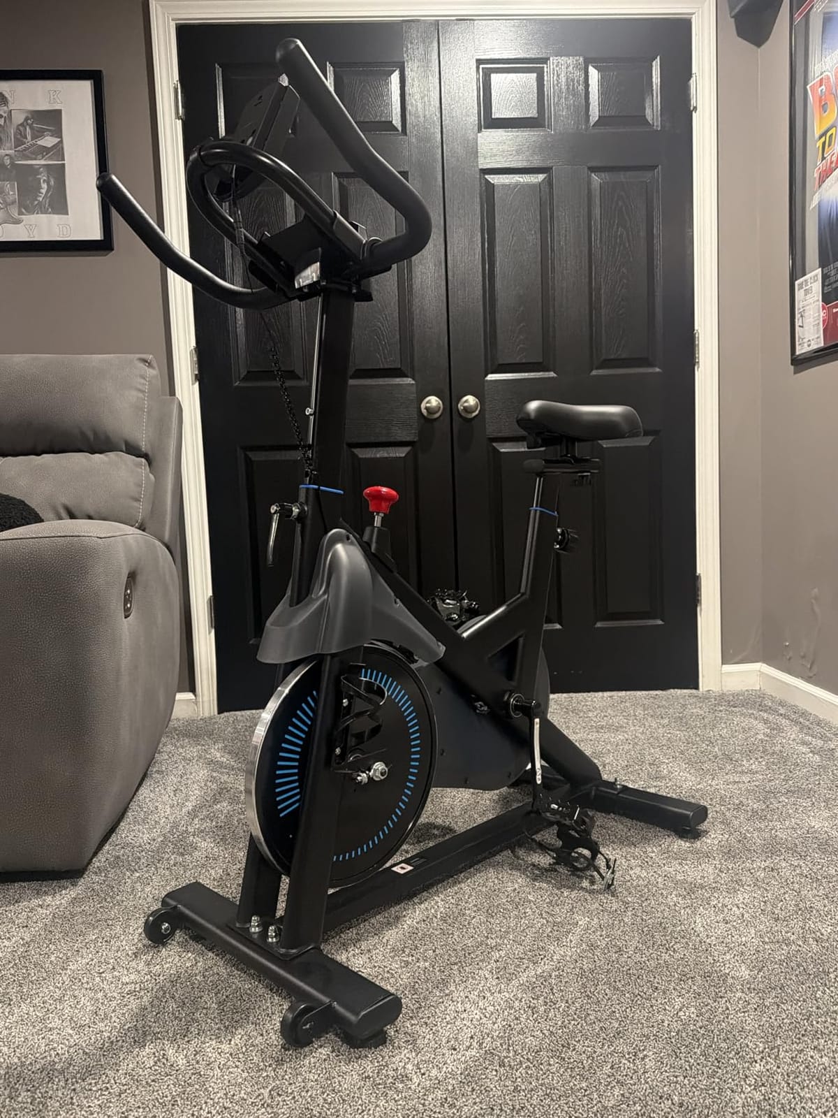Exercise Bike, Wenoker Magnetic Stationary Bike for Home App Sync Indoor Bike with Adjustable Seat and Handlebar, Transport Wheels and Fitness Courses for Weight Loss customer photo 2