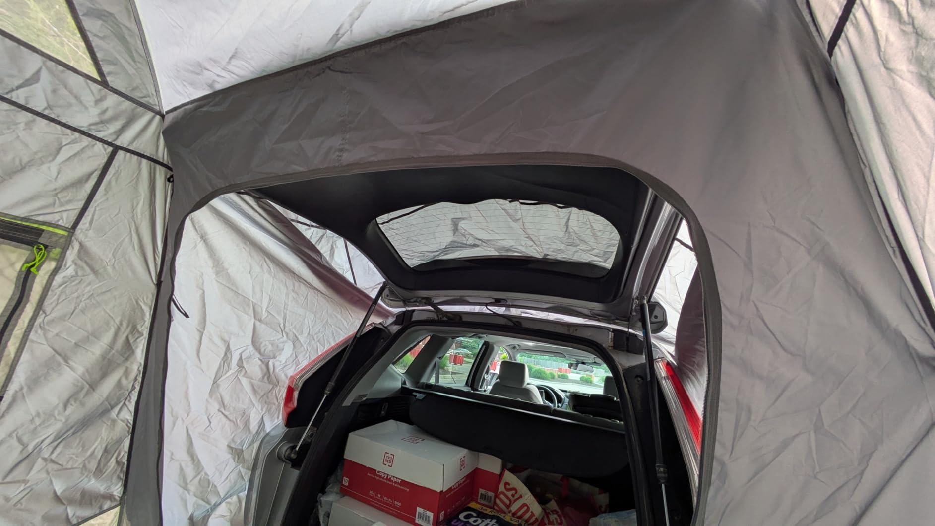 JOYTUTUS Dual-Use SUV Camping Tent with Rainfly, 4-9 Person Car Tent, Thicker Steel Frame, Ventilated Double Door, Movie Screen, Compatible with SUVs, Hatchback Tent customer photo 1