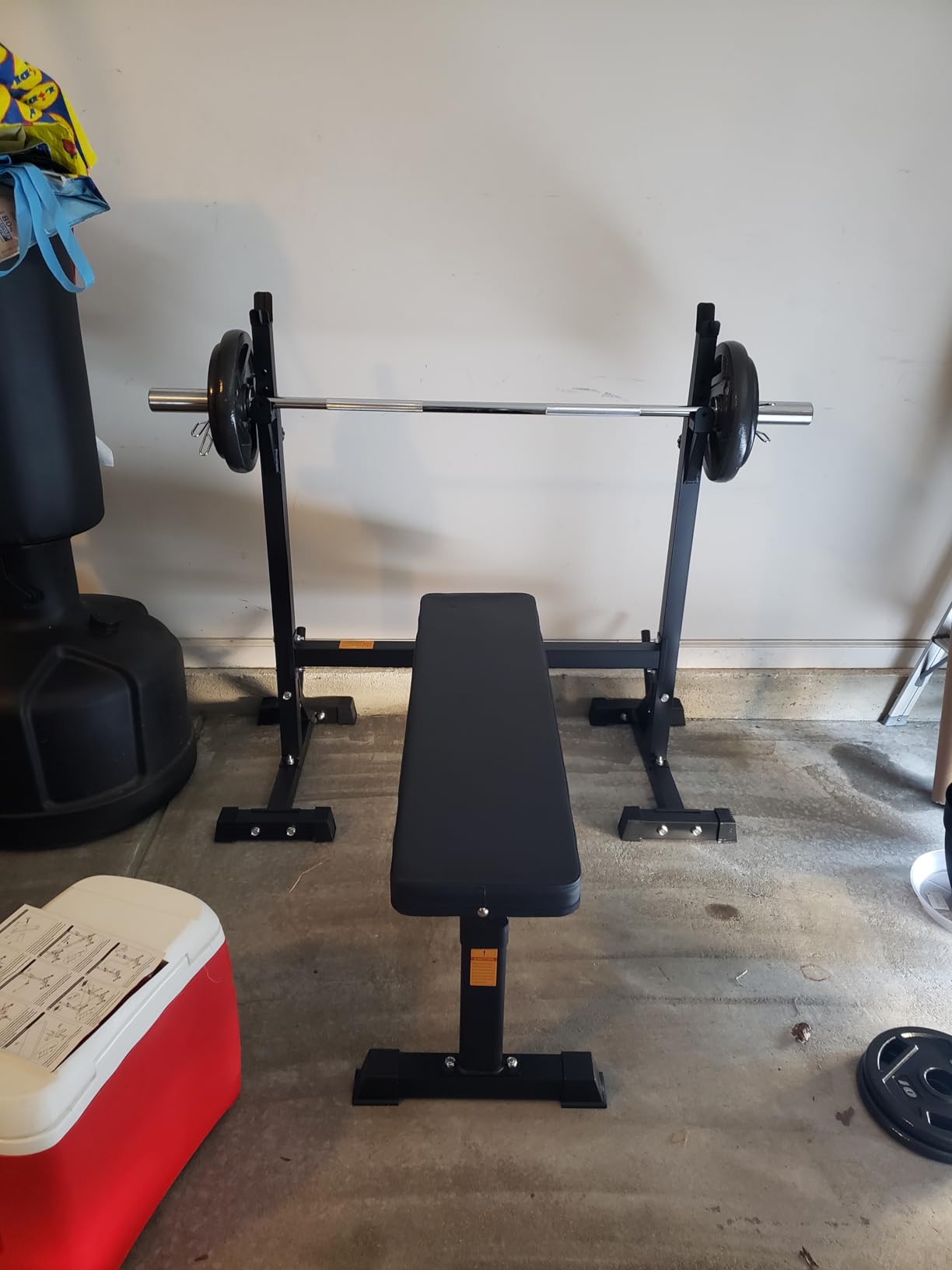 Bench Press, CANPA Olympic Weight Bench with Squat Rack Workout Bench Adjustable Barbell Rack Stand Strength Training Home Gym Multi-Function customer photo 1