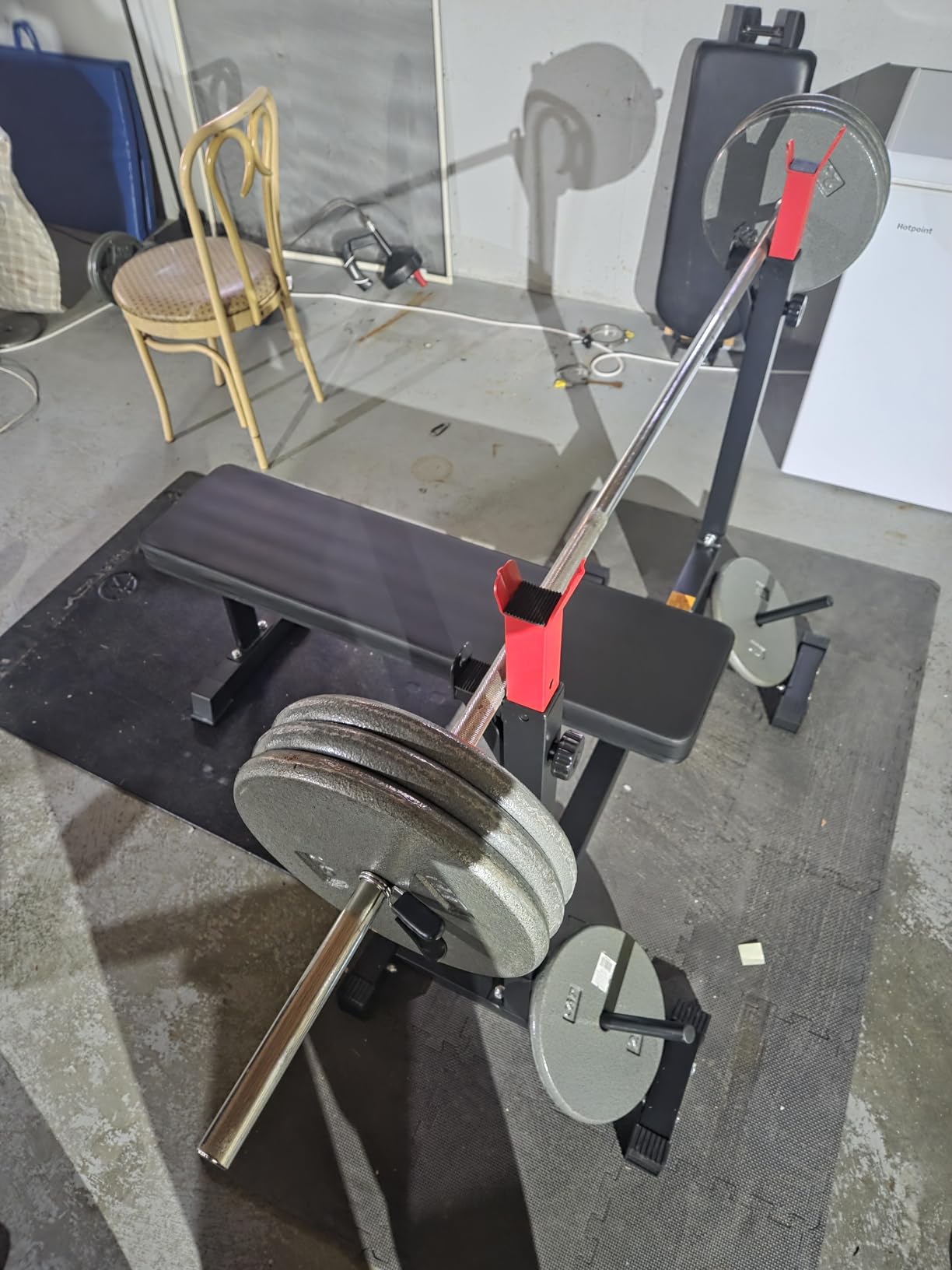 Bench Press, CANPA Olympic Weight Bench with Squat Rack Workout Bench Adjustable Barbell Rack Stand Strength Training Home Gym Multi-Function customer photo 2