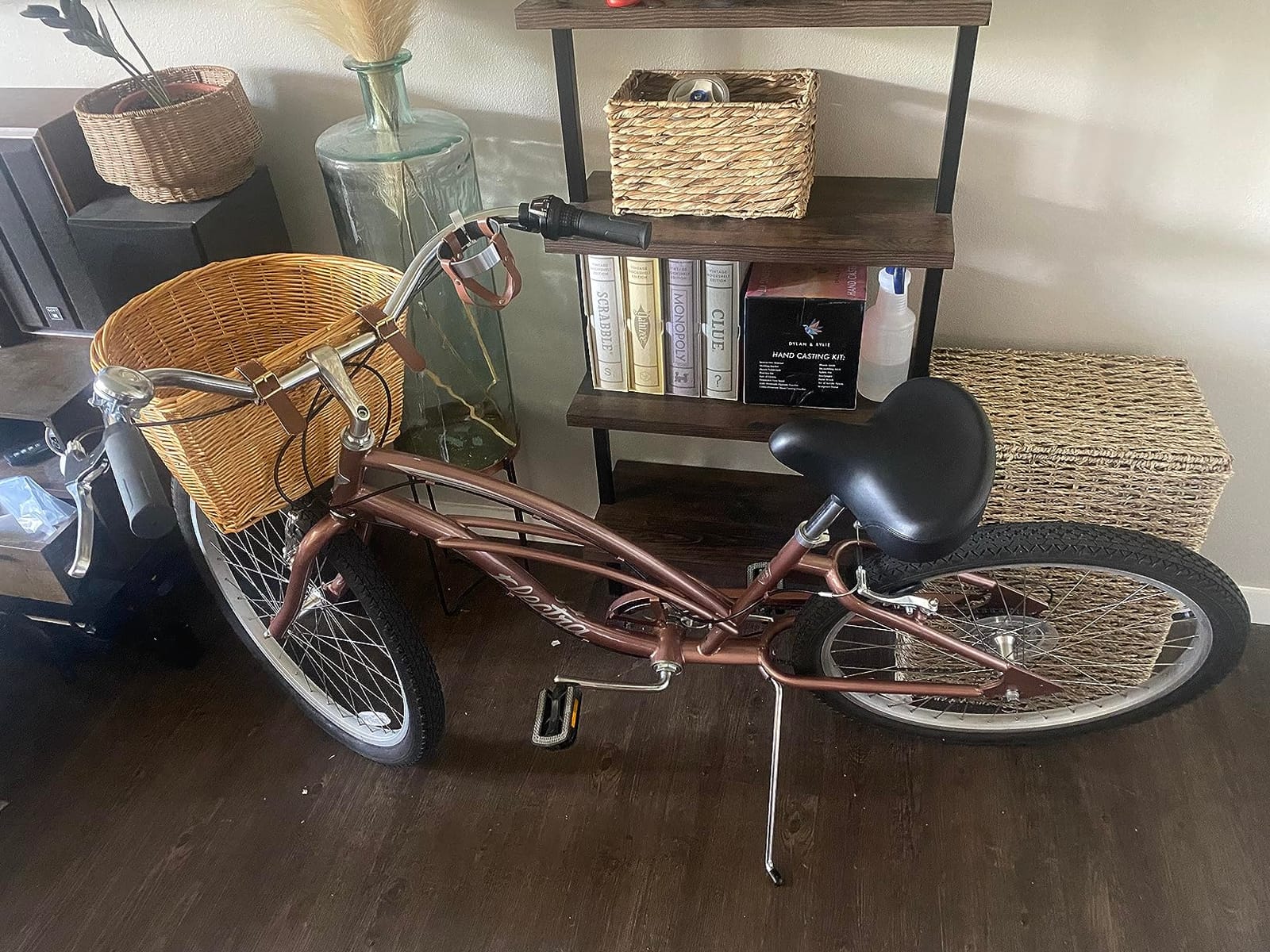 Wicker Front Cargo Bike Basket - Perfect for Riders of All Ages and Genders - for Beach Cruiser, Stationary Bike, E-Bike, or Road Bike with Stylish Faux Leather Straps customer photo 2