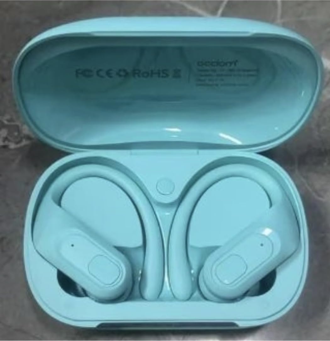 occiam Active Noise Cancelling Earbuds Wireless Bluetooth Headphones | Ear Buds 90Hrs Playback Stereo Bass Earphones with Mic Over-Ear Hooks IPX7 Waterproof Headset for Sports Running Glossy Black customer photo 1