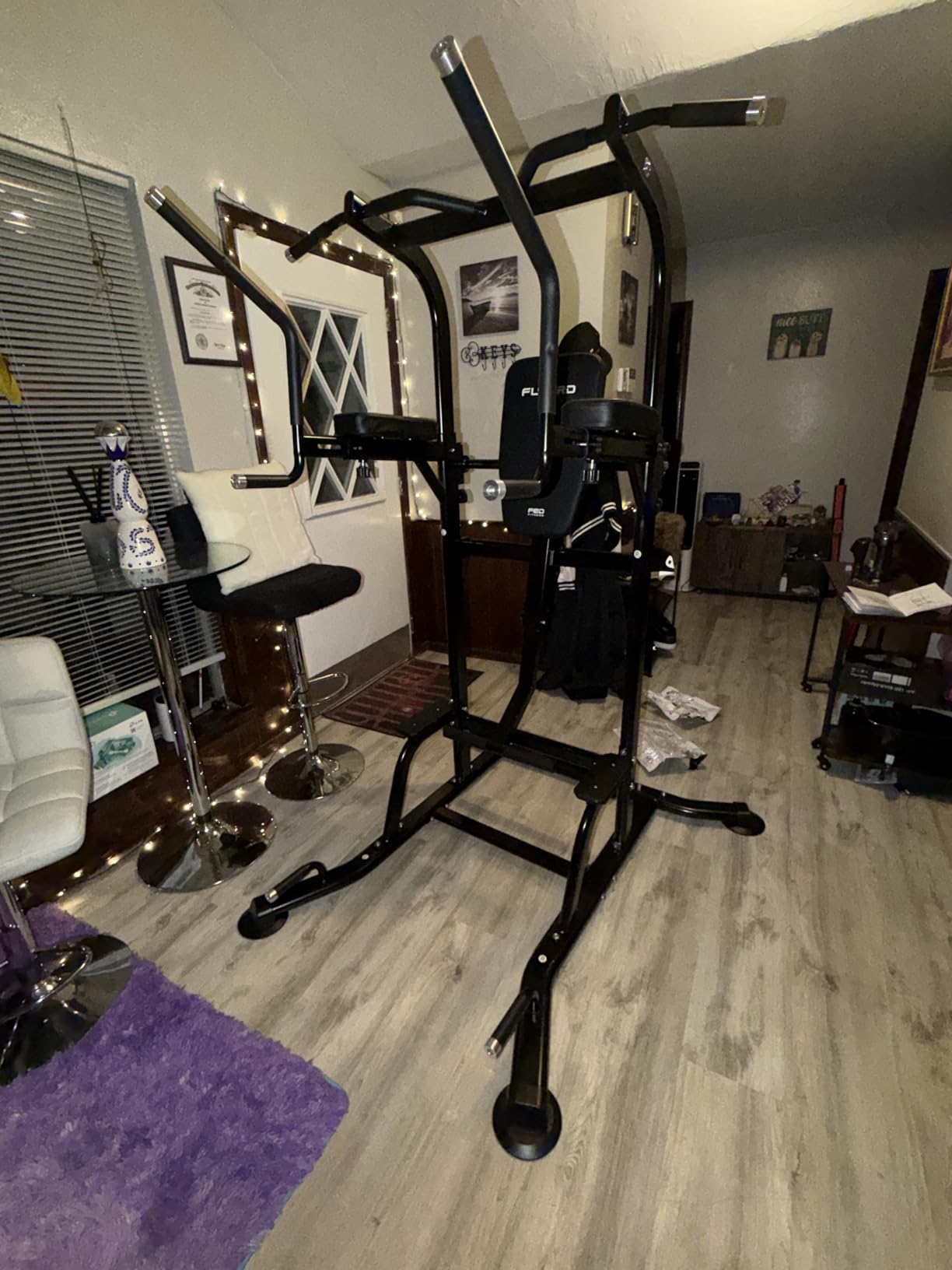 FLYBIRD 800LBS Heavy Duty Power Tower Dip Station, Adjustable Height Pull Up Stand with Crunch Leg Raise, Multifunction Strength Training Equipment for Home Gym Back Workout customer photo 1