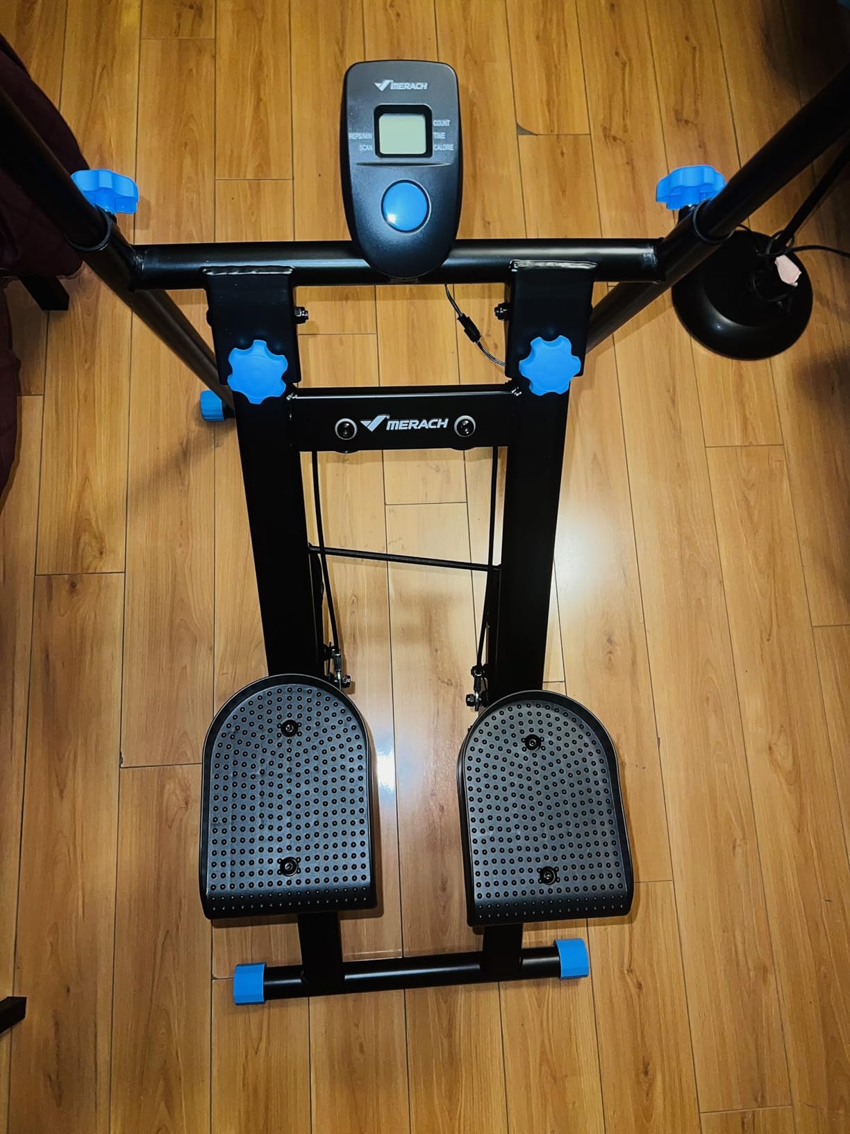 MERACH Stair Stepper with Adjustable Resistance, Foldable Stair Climber | Multi-Level Resistance, 3 Adjustable Angles, Stable Triangle Design, 300 lbs Capacity, Foldable Stair Climber, LCD Monitor customer photo 2