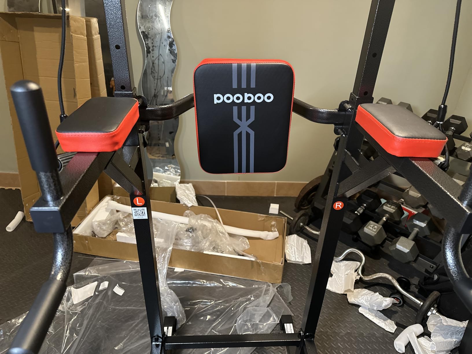 Pull Up Bar Power Tower Dip Station, 450LB Adjustable Home Gym Equipment | 11-height adjustment supports pull ups, dips, knee raises, push ups and versatile full-body strength training. customer photo 2