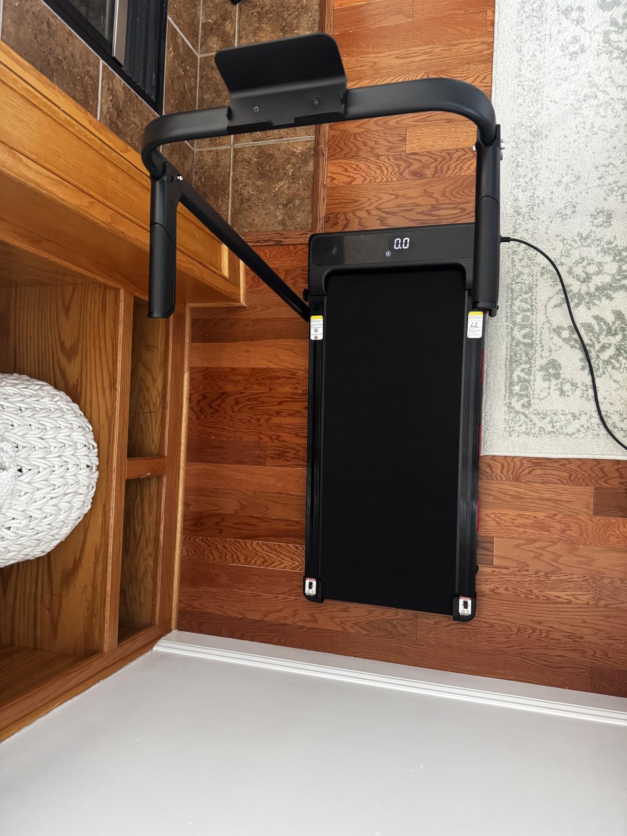 17% Incline Under Desk Treadmill, 4 in 1 Foldable Walking Pad with Adjustable Handrails, 2.5HP Ultra Quiet Brushless Motor, 0.6-6.2 MPH Speed Range, 300 LBS Weight Capacity for Home Small Space customer photo 2