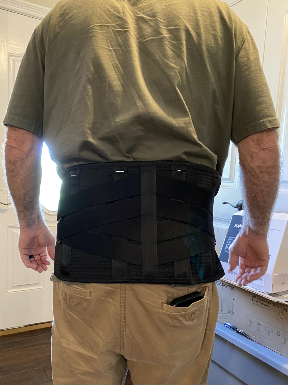 HONGJING Electric Pump Decompression Belt for Lower Back Pain Relief | One-click Automatic Inflatable Back Brace, Lumbar Traction Belt for Women Men, One Size Fits 29-49 Waist, Blue customer photo 1