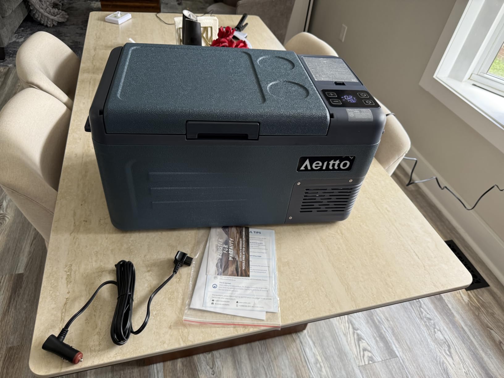 Aeitto 12 Volt Car Refrigerator 20 Quart Car Fridge Freezer Electric Cooler Portable Cooler 12V Fridge RV Refrigerator -4℉-68℉ Temp Control 12/24V DC & 100-240V AC for Travel, Camping, RV, Road customer photo 2