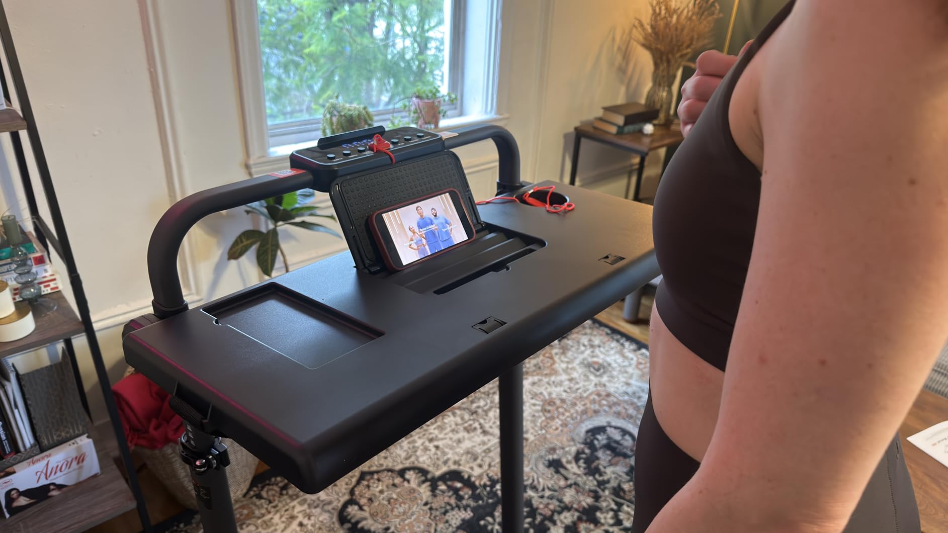 Treadmill with Incline with Removable Desk Workstation, 3 in 1 Foldable Treadmill with Adjustable Handle Bar for Home/Office, 3.0HP Portable Walking Pad with Magnetic Remote & APP Control customer photo 2