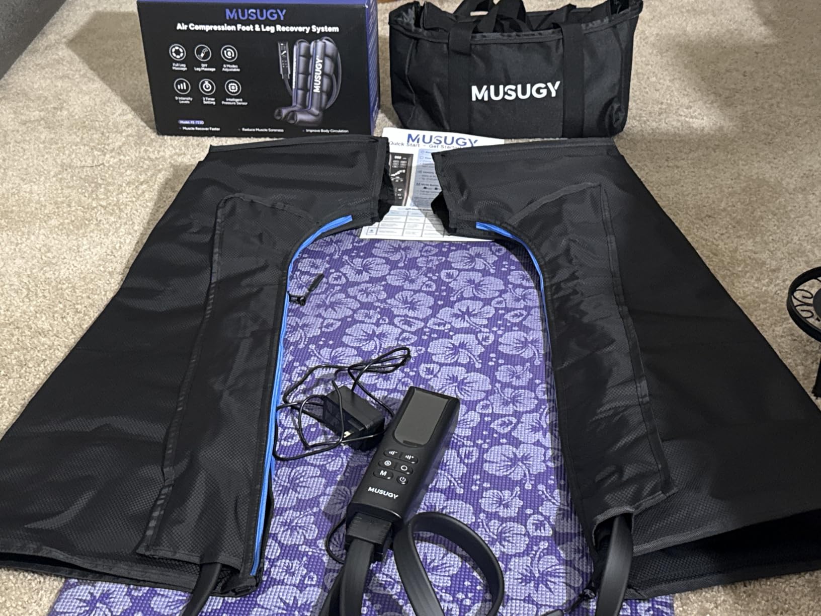 Sequential Leg Compression Massager for Circulation : Full Leg Air Compression Boots for Massage Therapy & Fatigue Relief - 9 Intensity, 6 Modes, 3 Timers for Athletes, Runners, Gym (Medium) customer photo 1