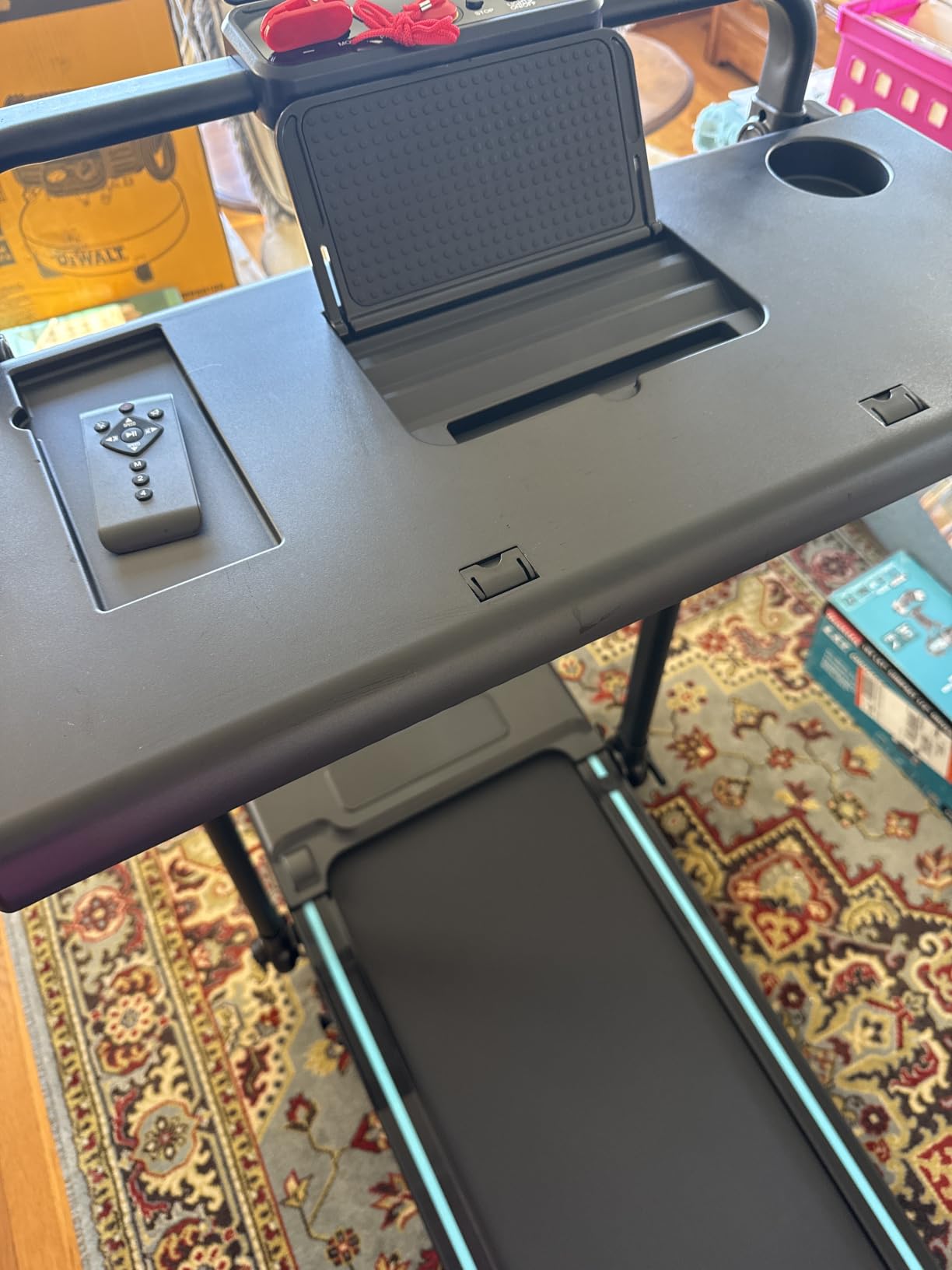 3.0HP Walking Pad Treadmill with Incline 2%-7%-12%, 6 in 1 Foldable Treadmill for Home with Removable Desk, Adjustable Handle Bar, RGB Lights, Remote&APP Control, 330LBS Capacity customer photo 1