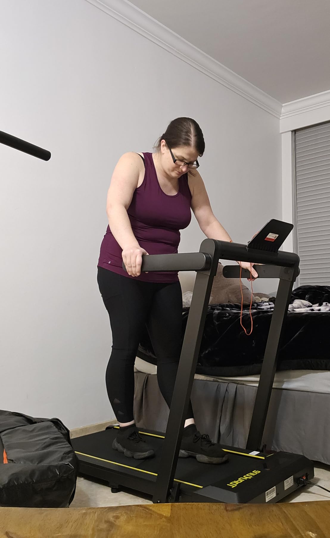 TOPUTURE Walking Pad Treadmill with 12% Incline, 4 in 1 Foldable Treadmill with Handle Bar for Home/Office, Under Desk Treadmills Portable Folding Walking Pad with App & Bluetooth Speaker, 0.6-10MPH customer photo 2