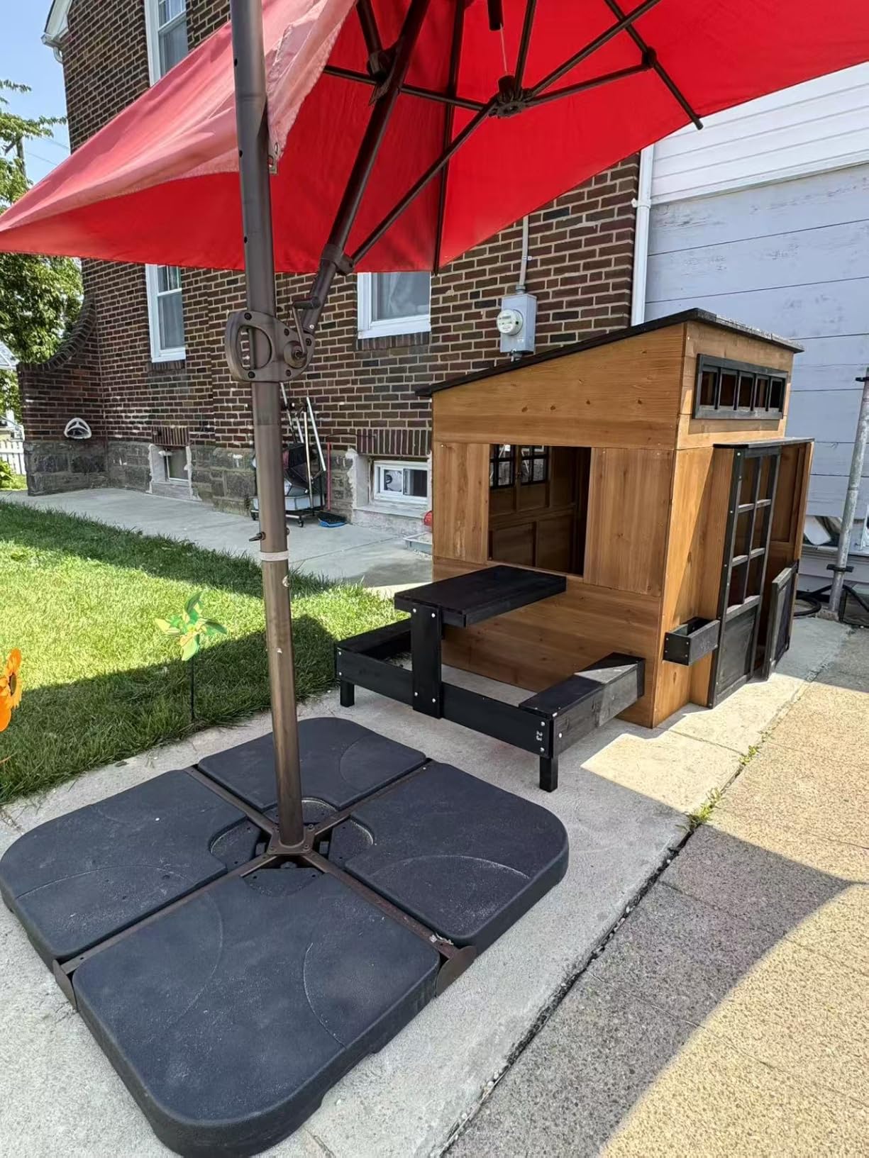 Aoxun Kids Outdoor Playhouse Backyard Cottage Play House for Kids Ages 3-8 | Wood Playset with Play Kitchen,Doorbell ,Snack Bar,Pet Door,Blackboards,Flowerpots,Cottage Pretend Playground for Toddler customer photo 1