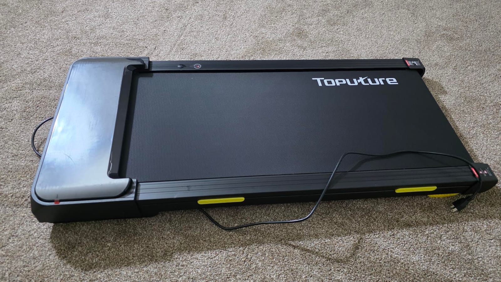 TOPUTURE Walking Pad Treadmill with 15% 15-Level Auto Incline, 3.0HP Quiet Brushless Under Desk Treadmill, Compact Treadmills for Home/Office, RGB LED Screen, Bluetooth Speaker, Remote/App Control customer photo 1