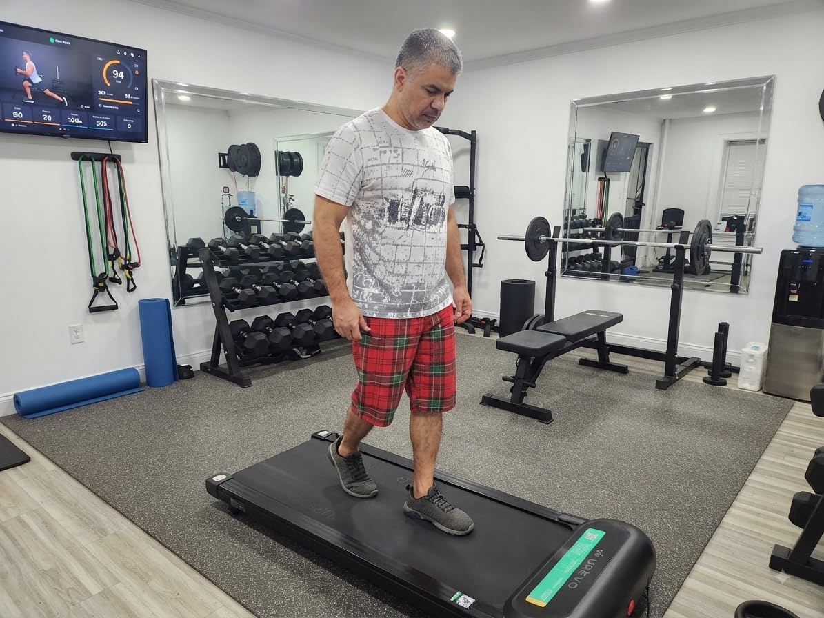 UREVO Auto Incline 12% Walking Pad, Quiet Motorized Desk Treadmill for Home customer photo 1