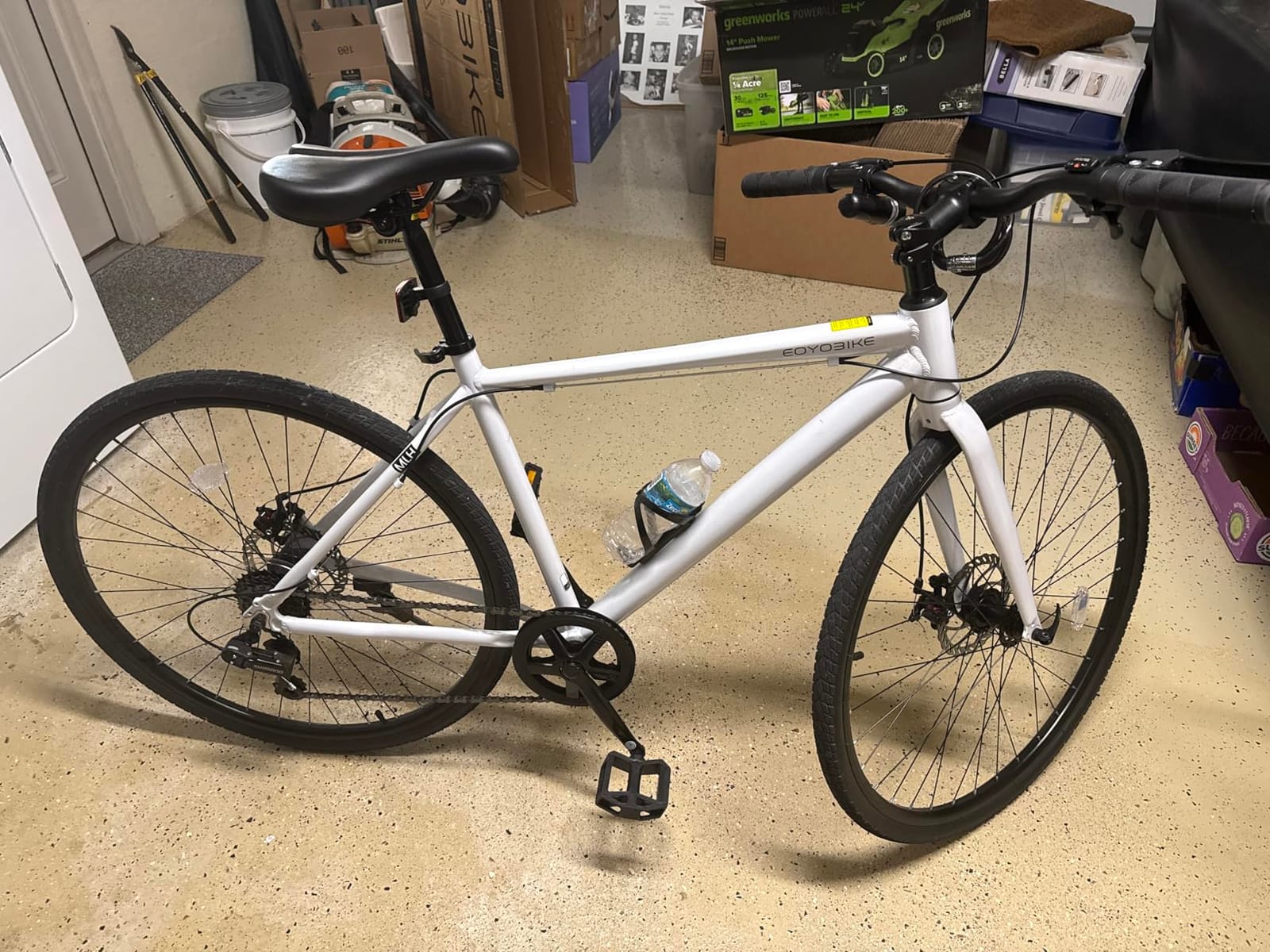 MOONCOOL Hybrid Bike for Adults, 8-Speed Commuter Bicycle, Aluminum Frame | Weighs 29.5 lb yet supports 350 lb, dual disc brakes, upright geometry and 85% pre-assembly simplify commuting and leisure customer photo 2