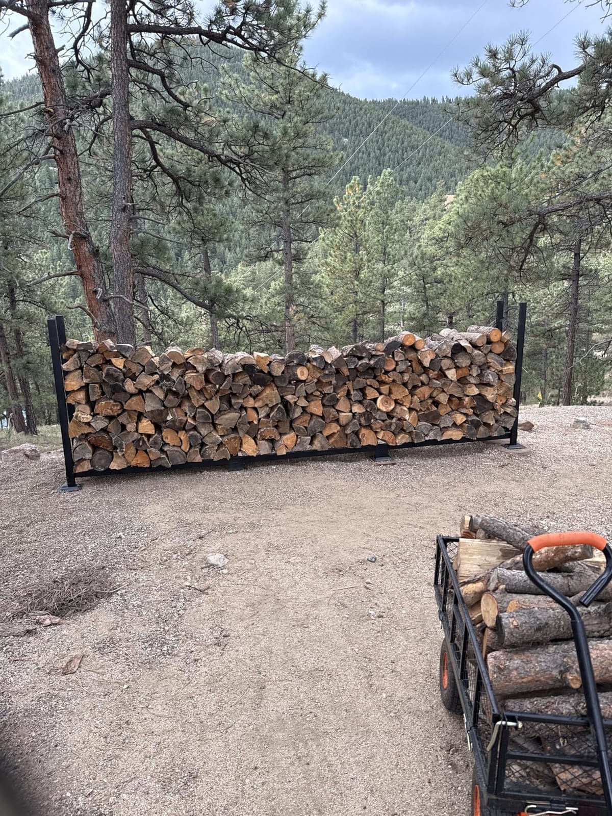 Woodhaven 8-Foot Raised Firewood Rack w/Cover, 1/2 Cord | Made in USA customer photo 2