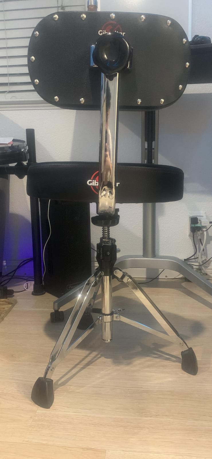 Gibraltar Drum Throne with Adjustable Height Motorcycle Seat & Backrest, Double-Braced Drum Stool, Comfortable Supportive Cushion for Drummers, Studio or Stage Use (9608MB) customer photo 1