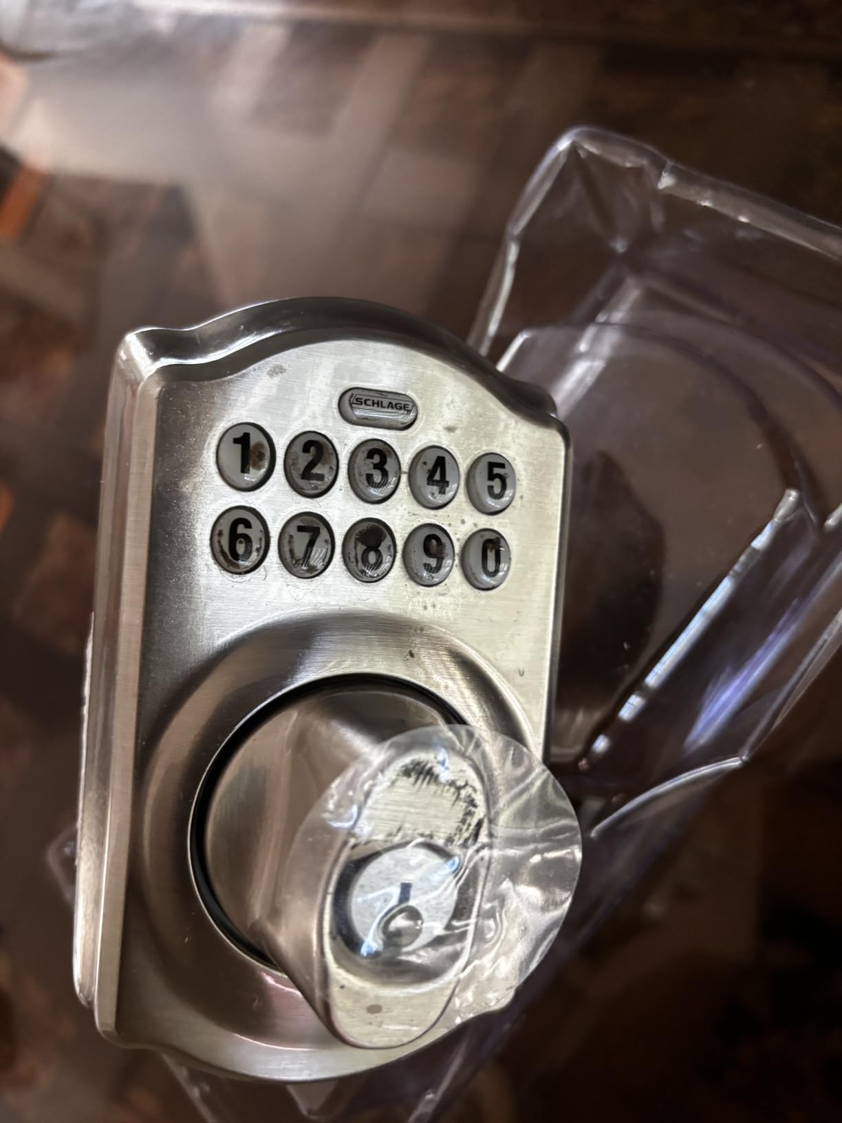 Schlage Electronic Keypad Deadbolt Lock, Camelot Trim, Satin Nickel customer photo 1