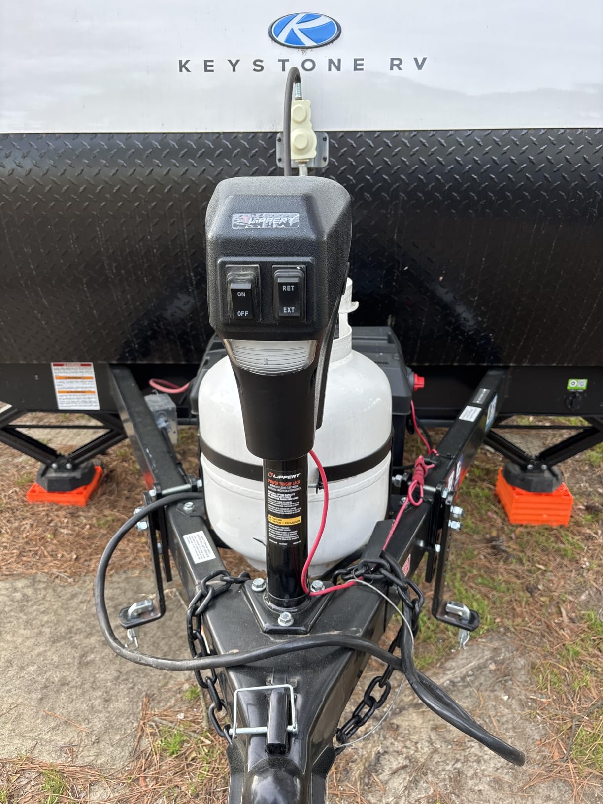 Lippert 3,500 lb Electric Trailer Tongue Jack, RV Power Jack, Black 285318 customer photo 1