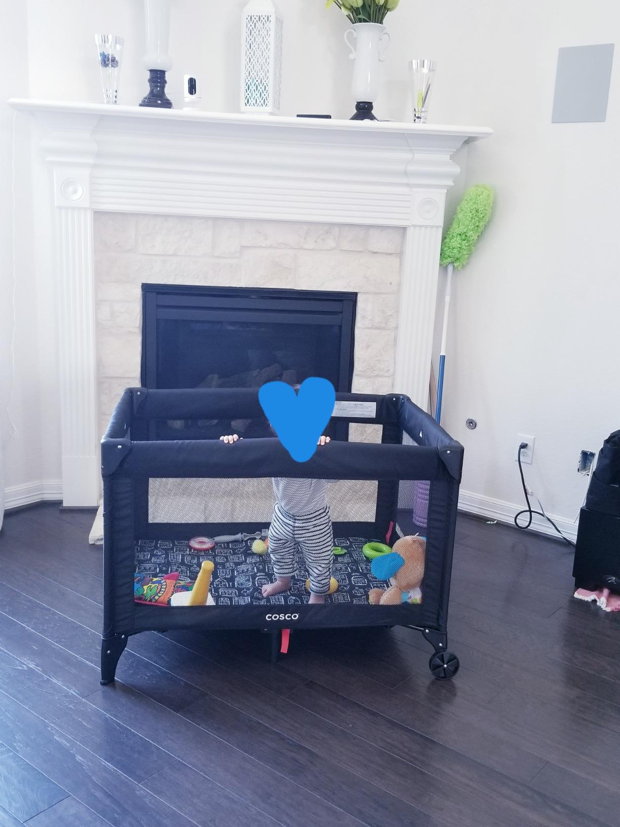 Cosco Funsport Compact Portable Playard, Lightweight, Easy Set up, Foldable Baby Playpen with Carry Bag, Elephant Squares customer photo 2