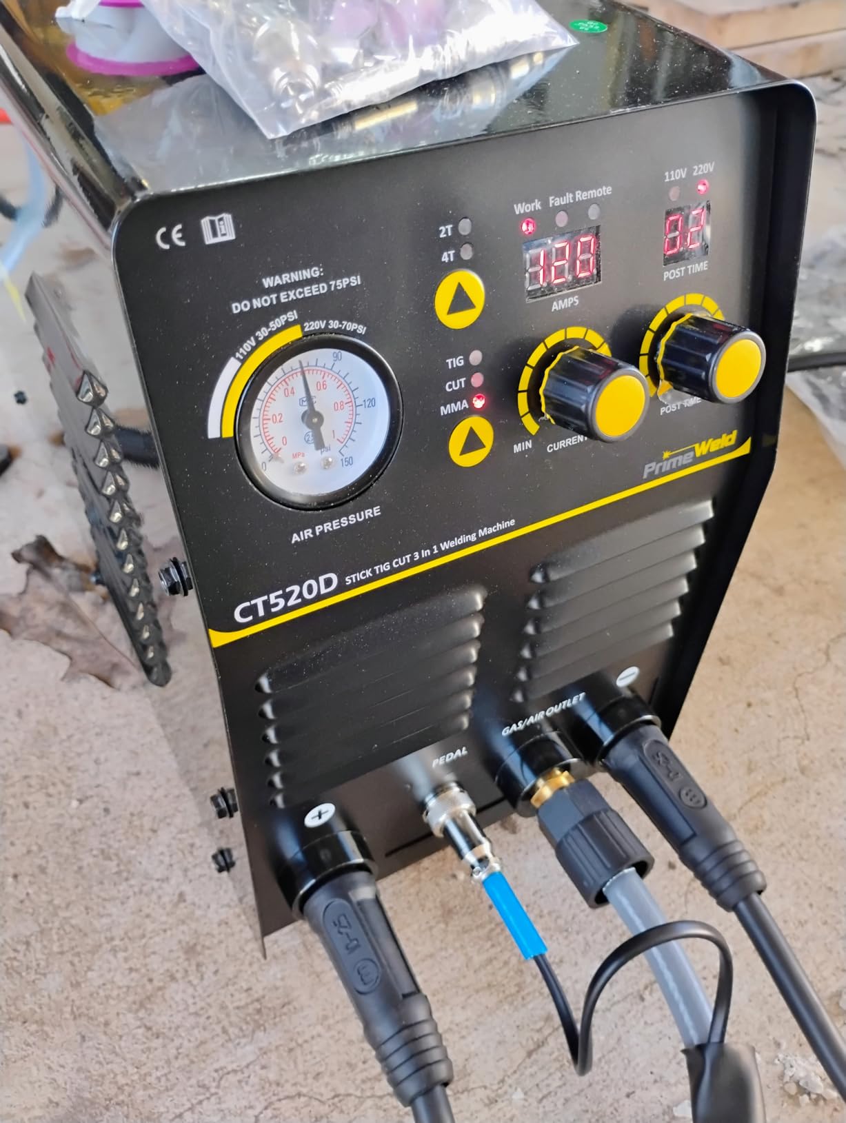 PrimeWeld 3-in-1 50 Amp Plasma Cutter, 200 Amp TIG Welder and 200 Amp Stick Welder - Welding and Cutting Combo, Mobile Welding Machine, Portable Plasma Cutter, Multipurpose Welder and Cutter, CT-520D customer photo 2