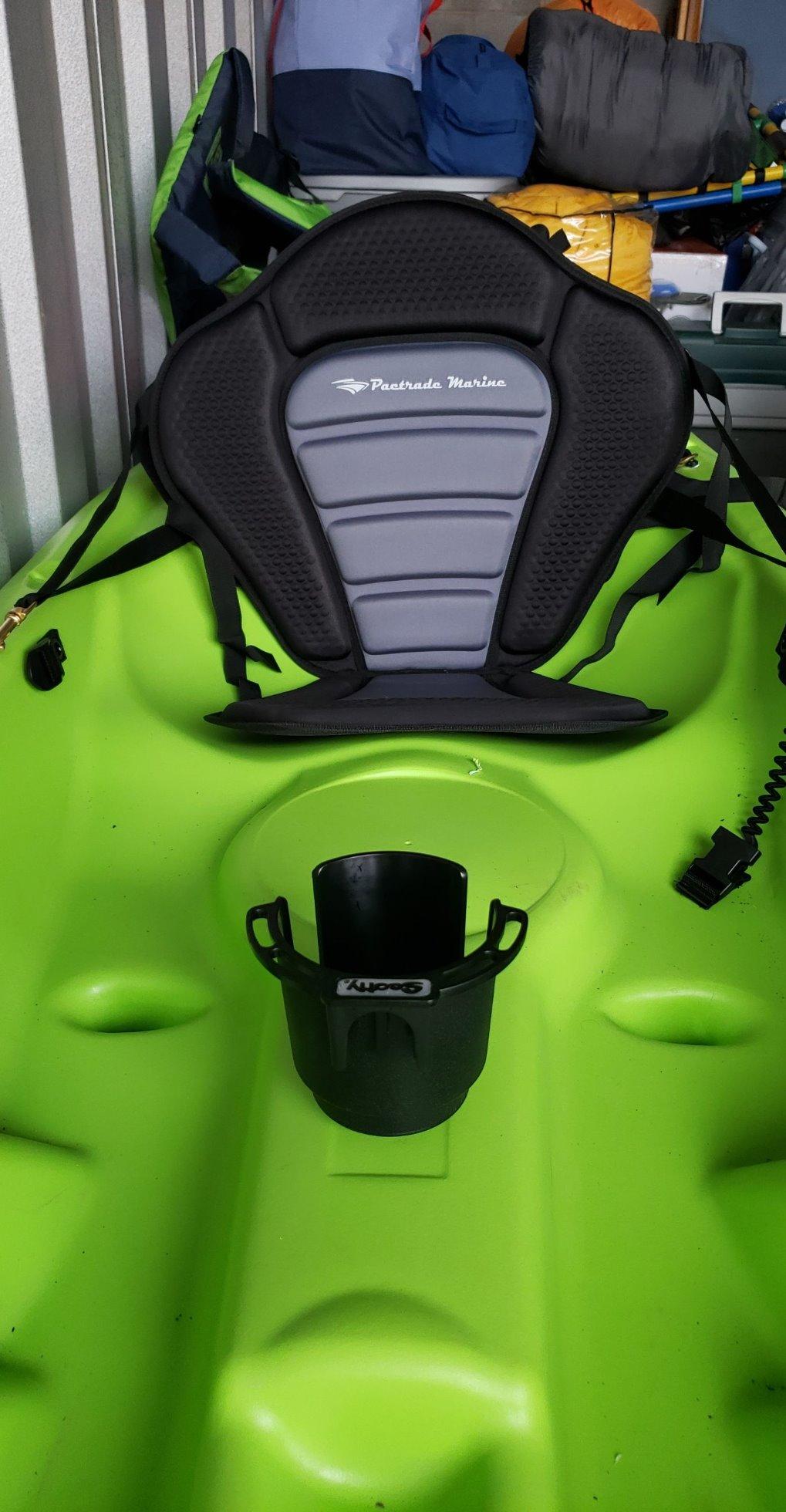 Pactrade Marine Adjustable Straps Black Gray Padded Deluxe Kayak Seat Detachable Storage Back Backpack Bag Canoe Backrest Support Cushion Sit On Top Fishing Brass Clips Canoeing Kayaking Rafting (1) customer photo 2