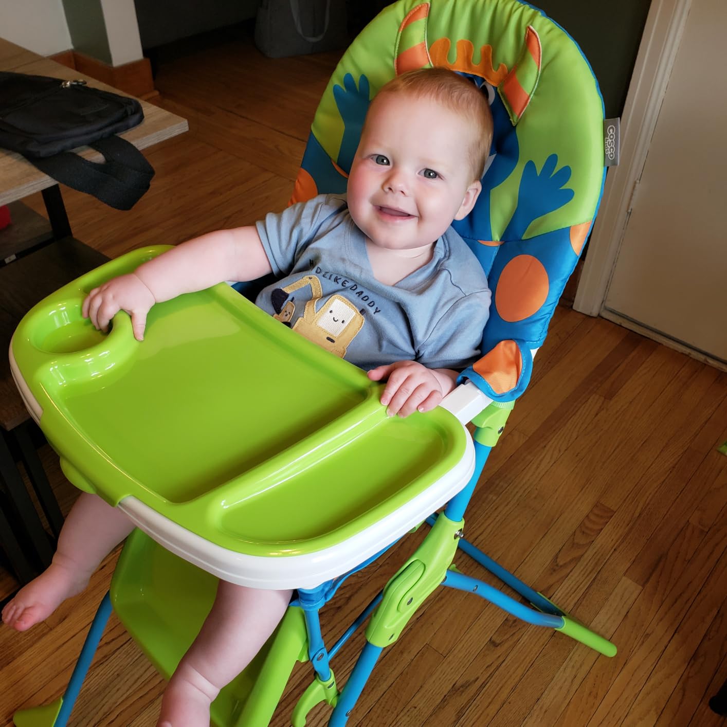 Cosco Kids Simple Fold Folding High Chair for Babies and Toddlers (from 6 Months to 50 lbs) Simple Fold Deluxe with 3-Position Tray, Portable High Chair, Monster Syd customer photo 2