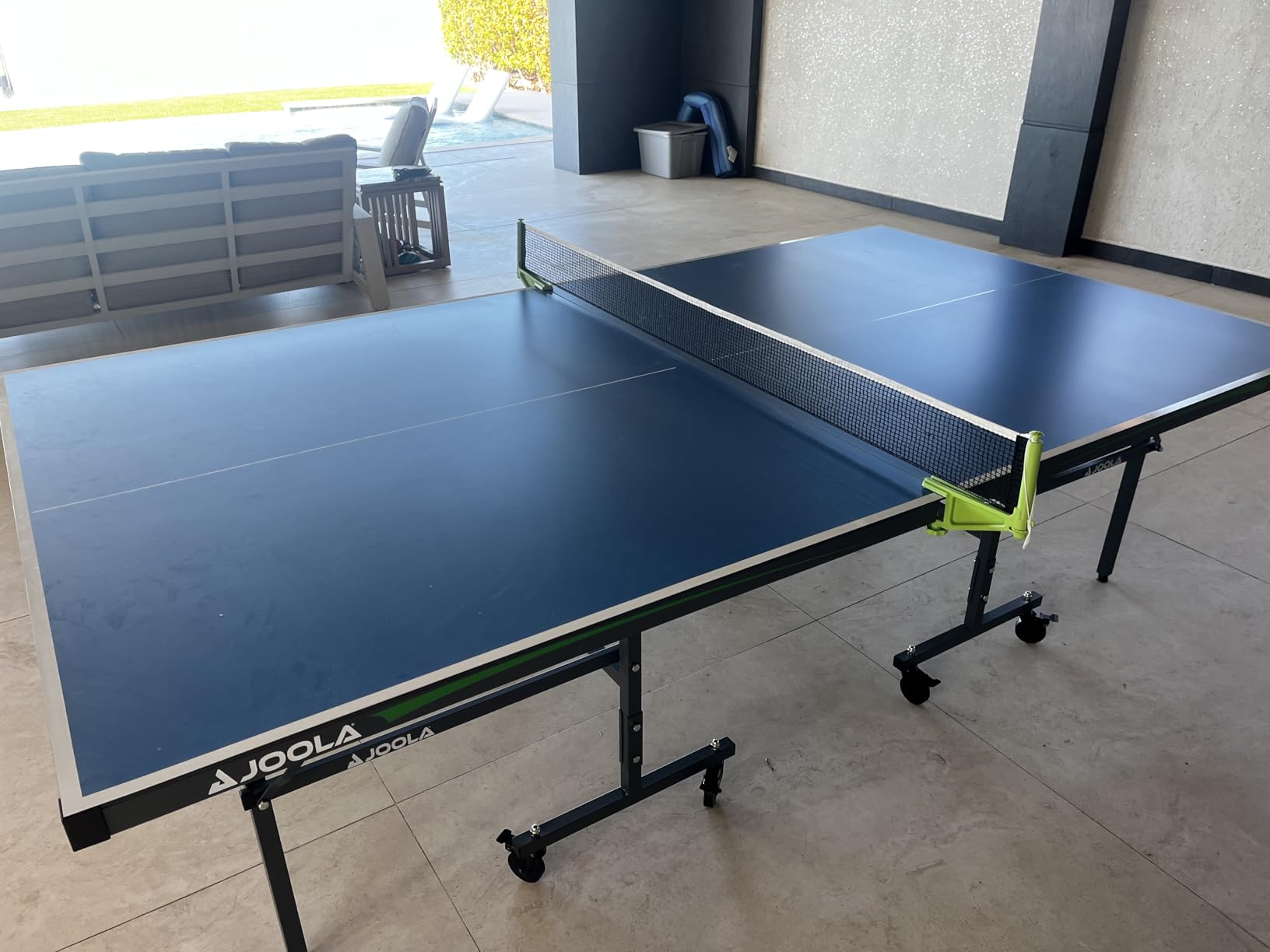 JOOLA Outdoor Table Tennis Table - Multi Use Conference Table Dining Table - Concrete Wood Look Includes Steel Outdoor Ping Pong Net Set & Frame - Hybrid Indoor Outdoor Ping Pong Table customer photo 1
