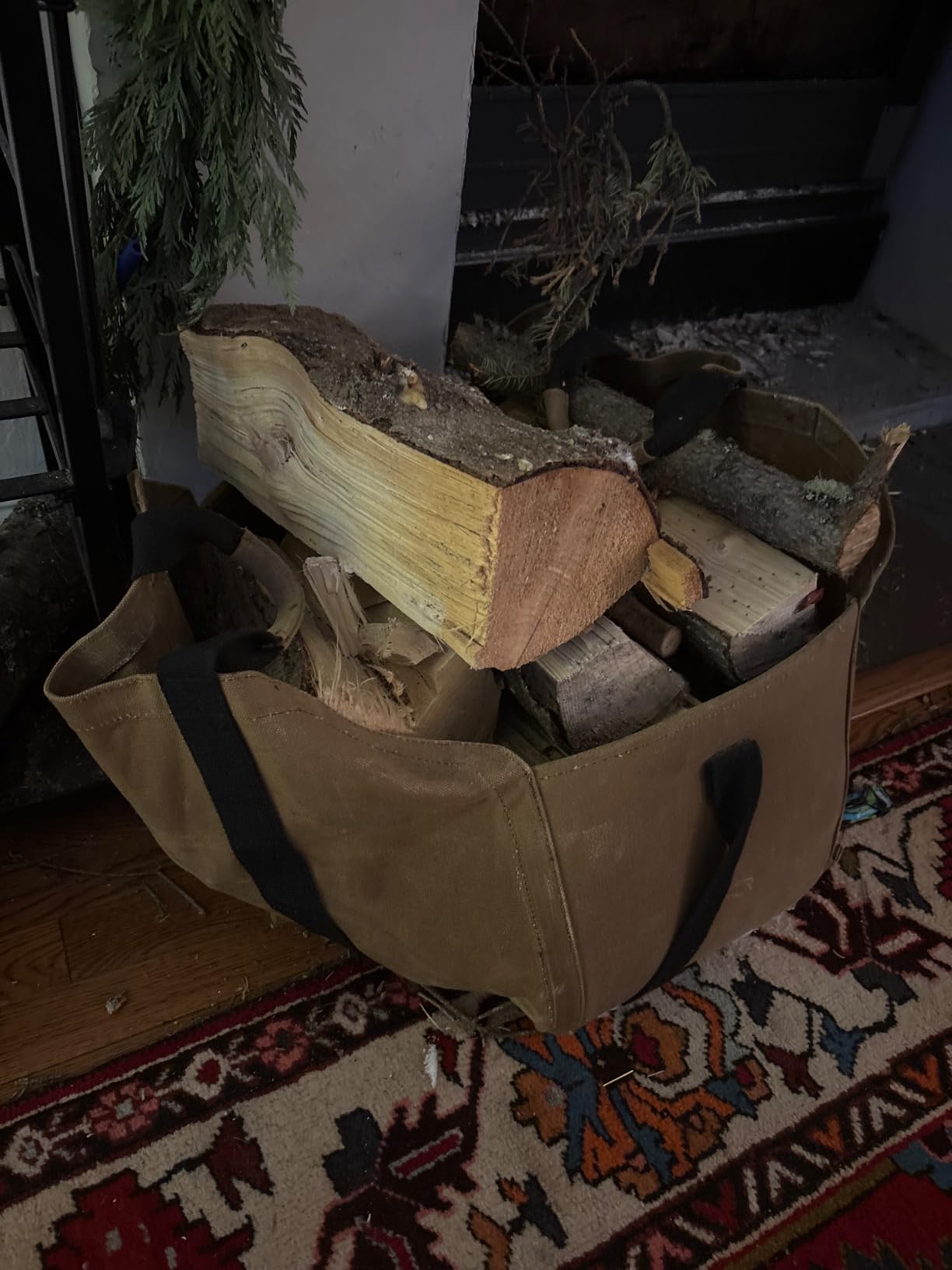 Readywares Firewood Carrier - Camping Waxed Canvas Camping Log Carrier, Tan customer photo 1