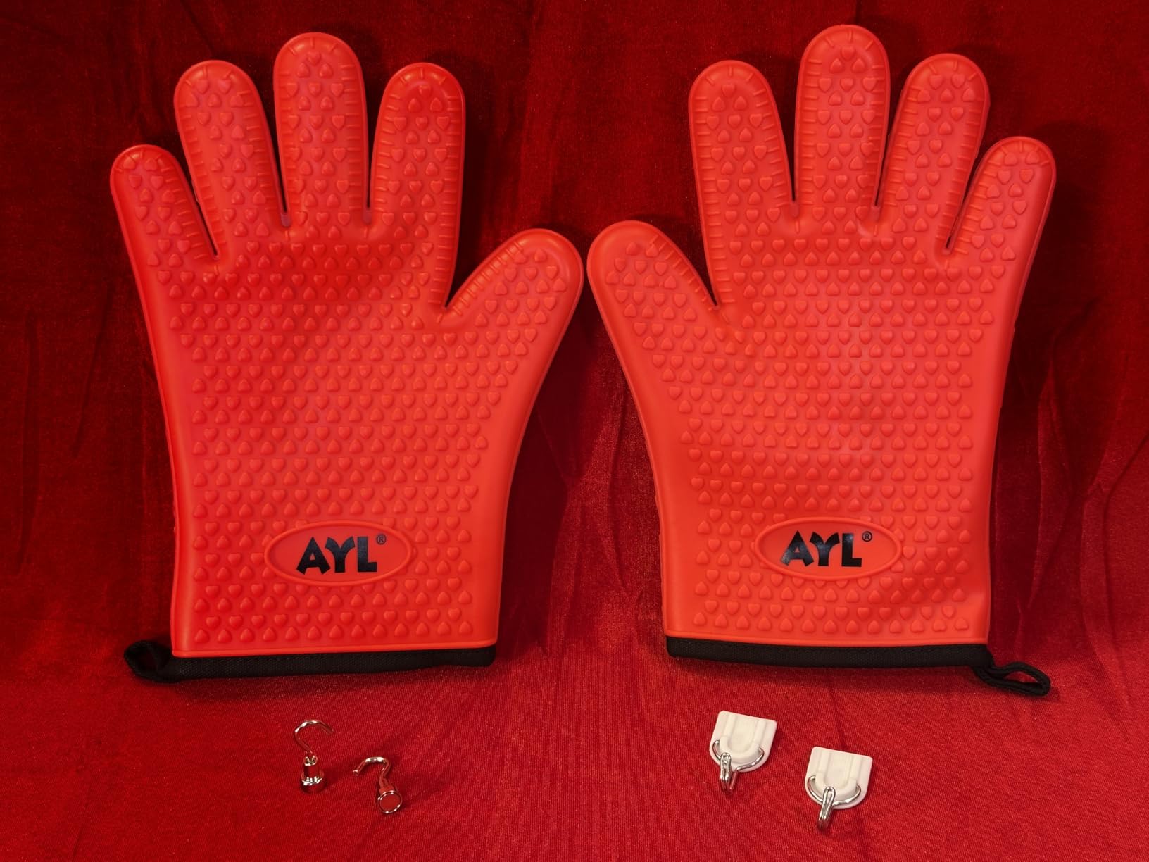 AYL Silicone Smoker Oven Gloves - Extreme Heat Resistant BBQ Gloves - Handle Hot Food on Your Grill, Pit & Turkey Fryer | Waterproof Meat Handling Mitts with Cotton Layer | Ultimate Set + Bonuses customer photo 1
