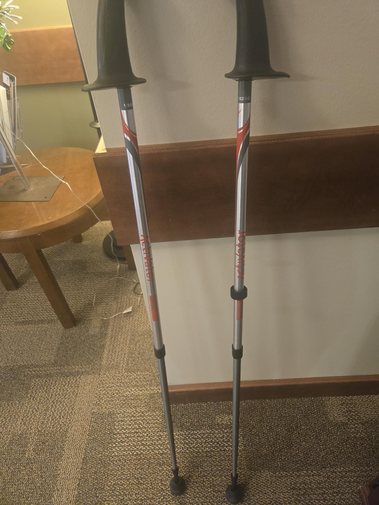 Urban Poling ACTIVATOR® Walking Poles for Balance and Rehabilitation – 1 Pair – Ergonomic CoreGrip™ Handles – Adjustable, Collapsible, and Lightweight for Stability and Recovery in Silver/Red customer photo 2