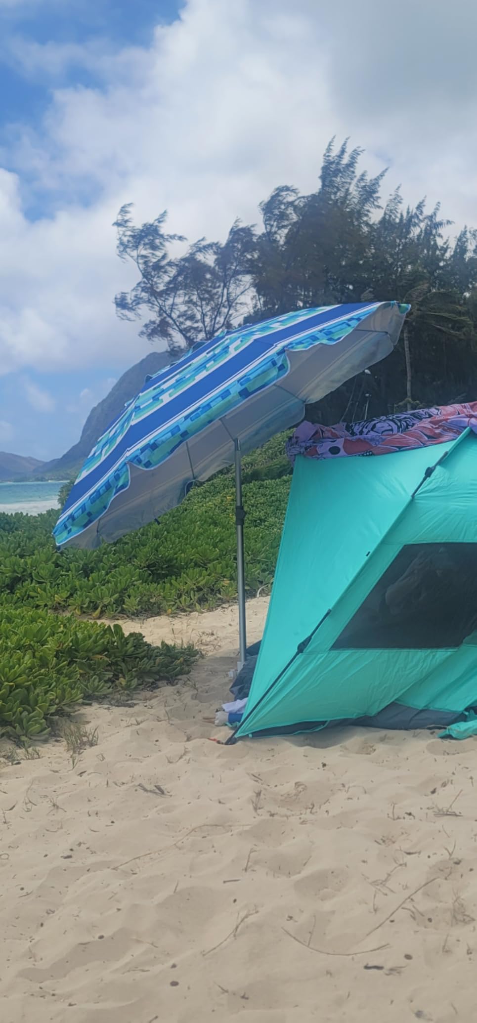AMMSUN 7ft Heavy Duty High Wind Beach Umbrella Parasols with Sand Anchor Vent Tilt UPF 50+ Sun Protection Portable Outdoor Sunshade Umbrellas Carry Bag for Patio Garden Pool Backyard Blue customer photo 1