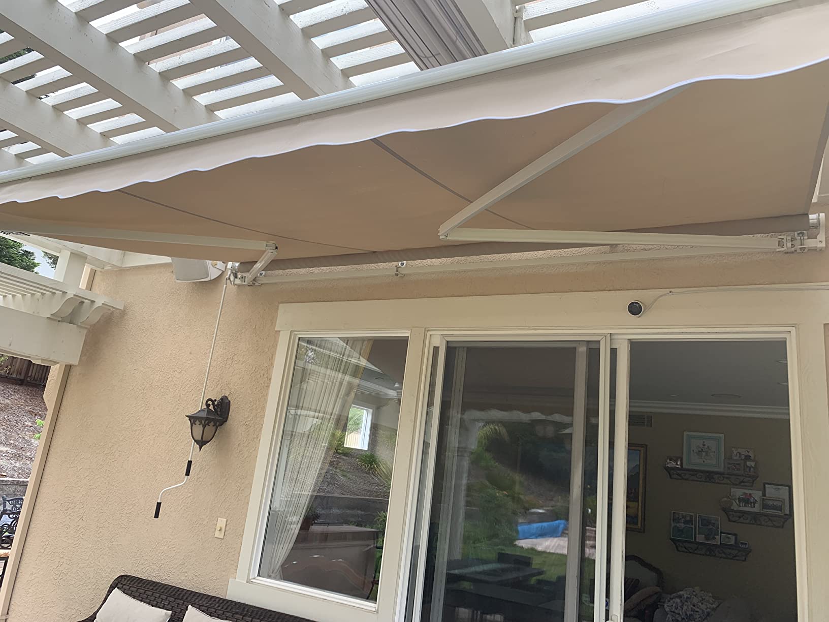 Diensweek 12'x10' Patio Awning Retractable, Fully Assembled Manual Commercial Grade - Quality 100% 280G Ployester Window Door Sunshade Shelter - Deck Canopy Balcony P100 Series (12'x10', Beige) customer photo 2