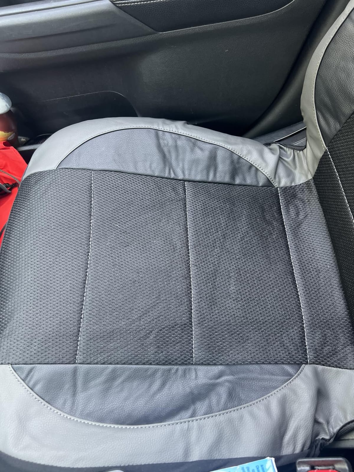 CAR PASS Universal Leather Two Front Seat Covers,Sport seat Covers fits Most Cars, SUVs, Trucks, and Vans Airbag Compatible (Black and Black) customer photo 2