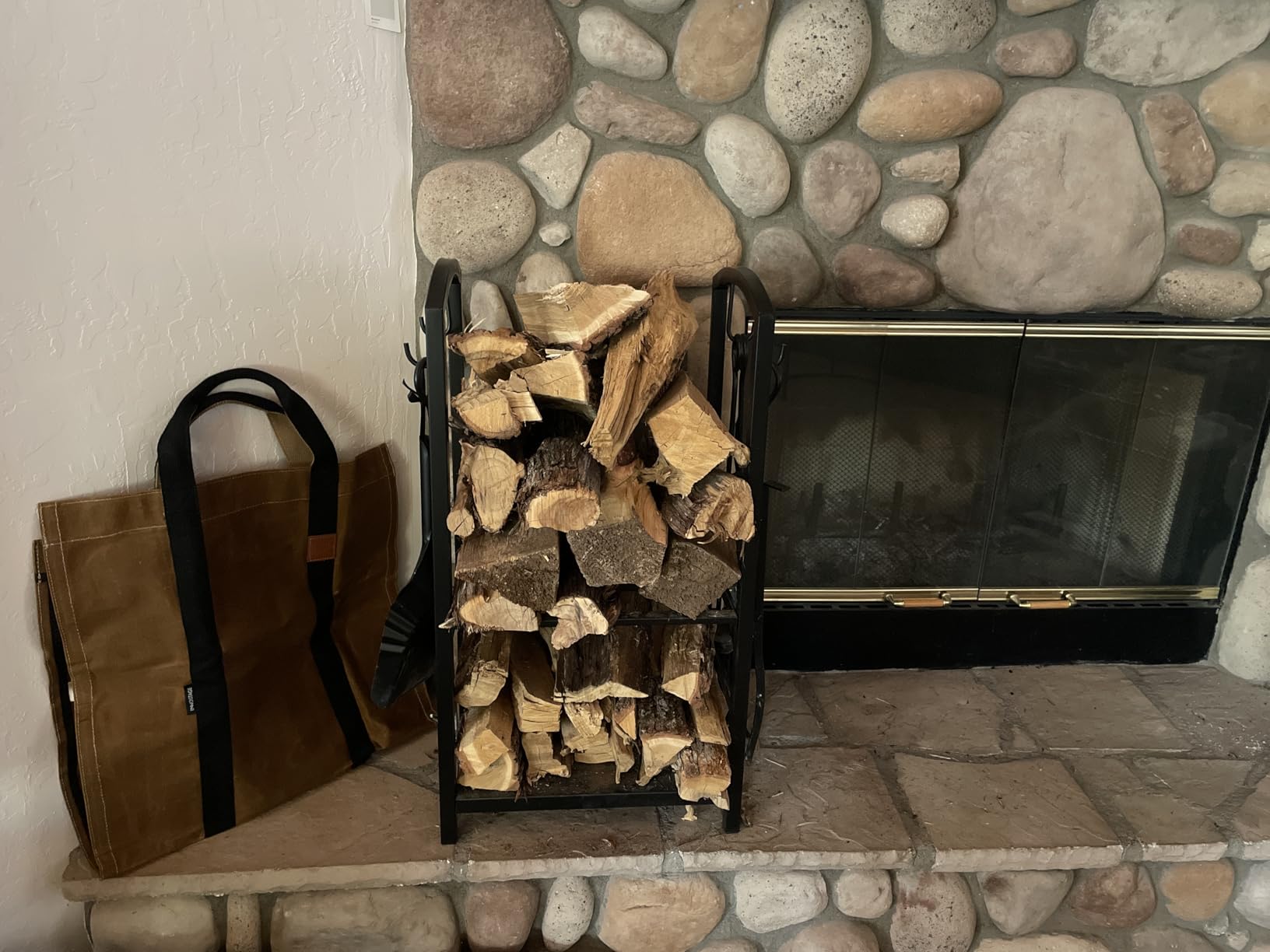 INNO STAGE Waxed Canvas Firewood Carrier Bag, Log Carrier Tote, Green customer photo 2