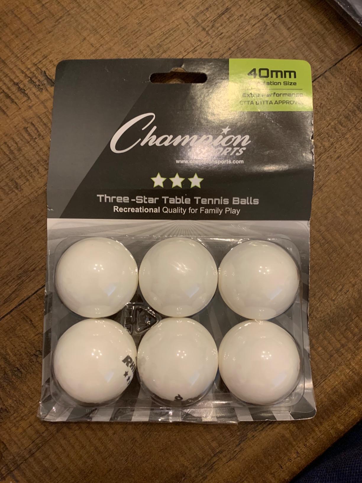 Champion Sports 3 Star Table Tennis Ball Pack – Tournament Size, 40mm Seamless, CTTA & ITTA Approved customer photo 2