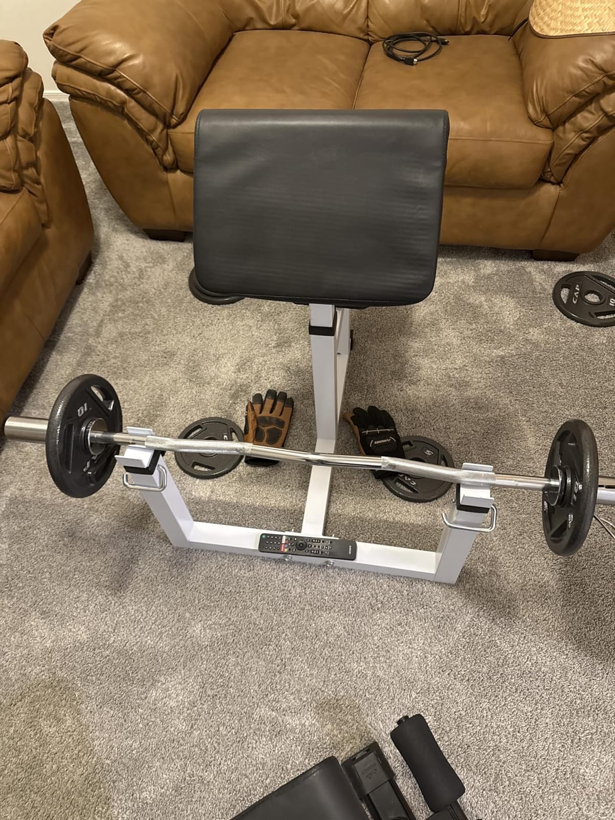 Adjustable Arm Preacher Curl Bench Bicep Strengh Bench Seated Strenghthen Training Isolated Barbell Dumbell Biceps Station for Home Gym customer photo 2