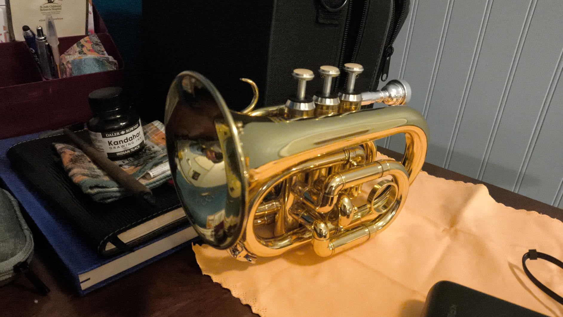 Eastar Bb Pocket Trumpet Brass, Golden, Case Full Kit, ETR-330 customer photo 2
